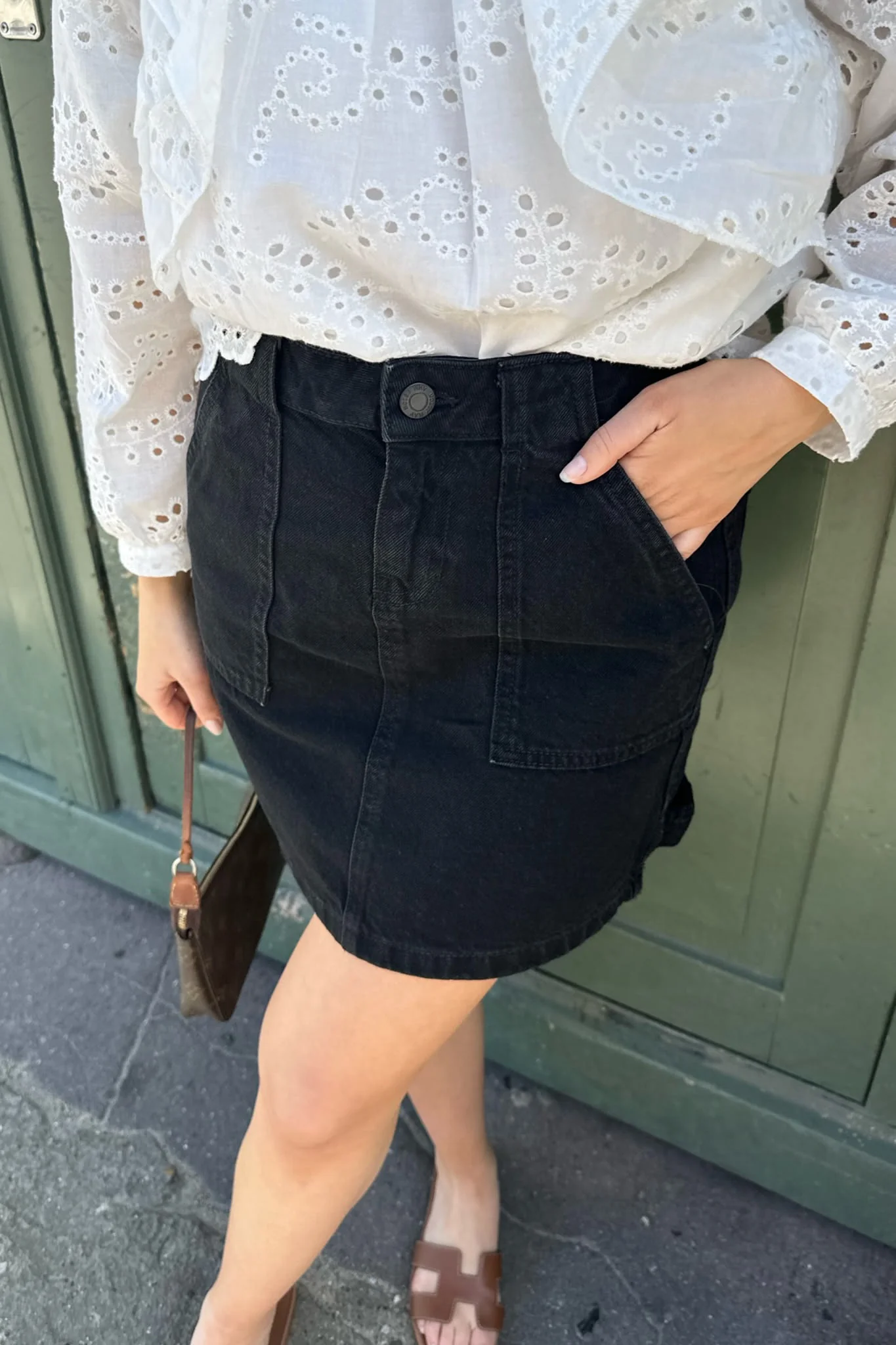 NMEmily Cardonna Hw Cargo Skirt - Black Denim
