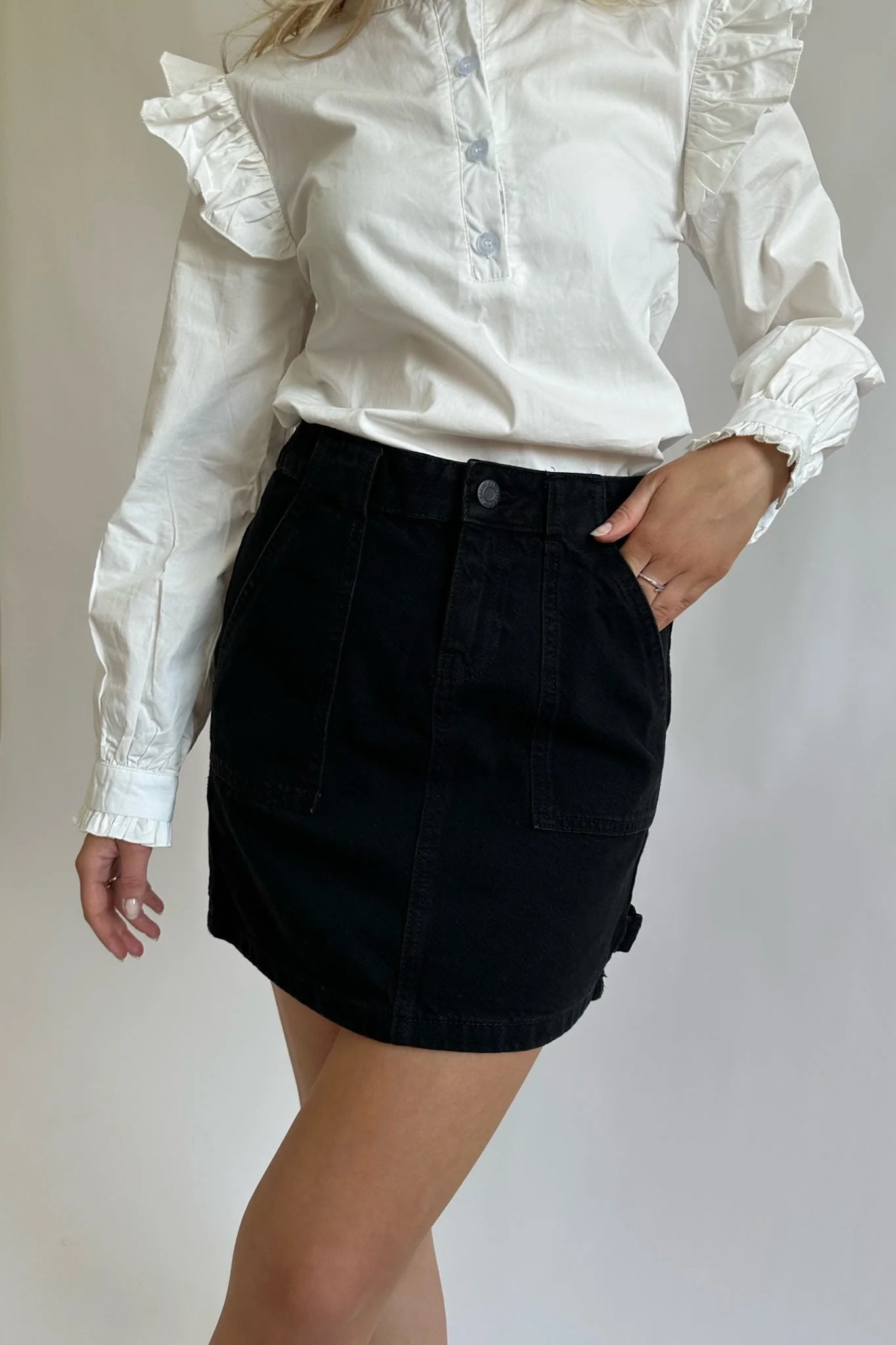 NMEmily Cardonna Hw Cargo Skirt - Black Denim - Image 6