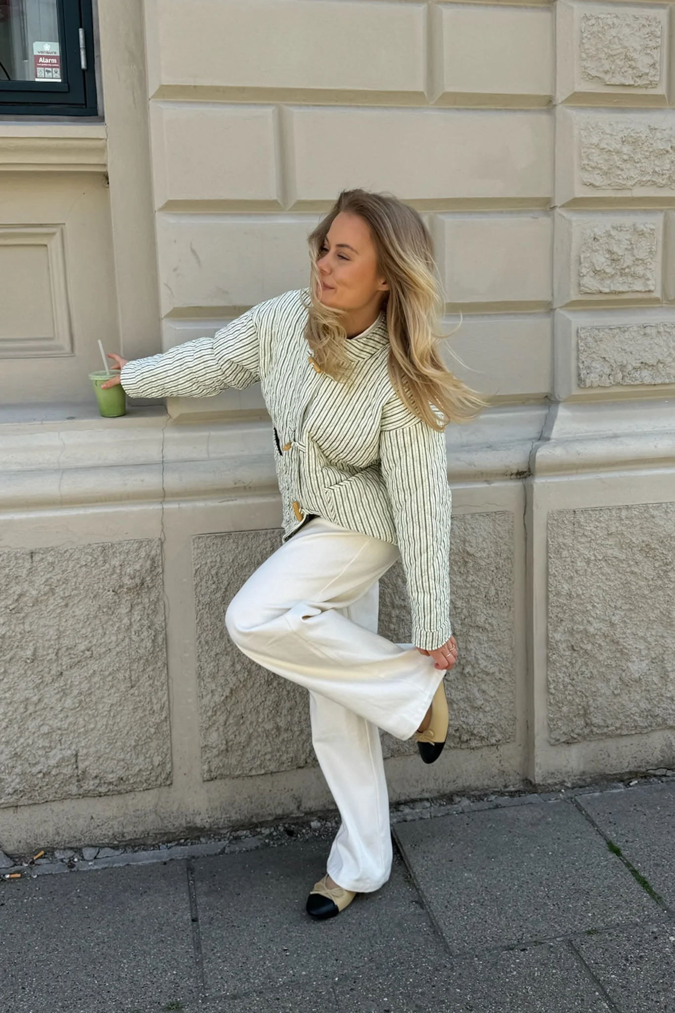 EmmaIC Quilted Jacket - Green Stripe - Image 2