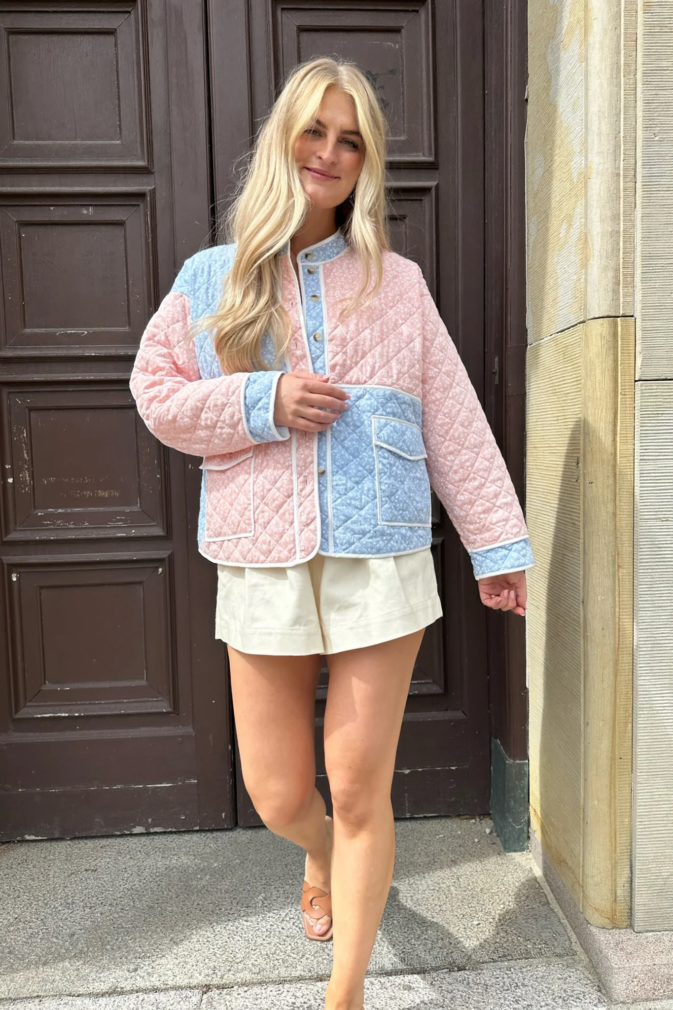 EmmyIC Quilted Jacket - Light Blue Pink