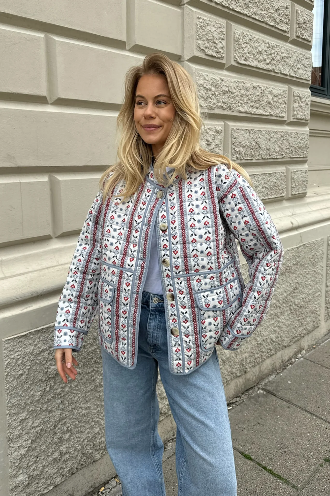 EmmyIC Quilted Jacket - Blue Red Print - Image 3