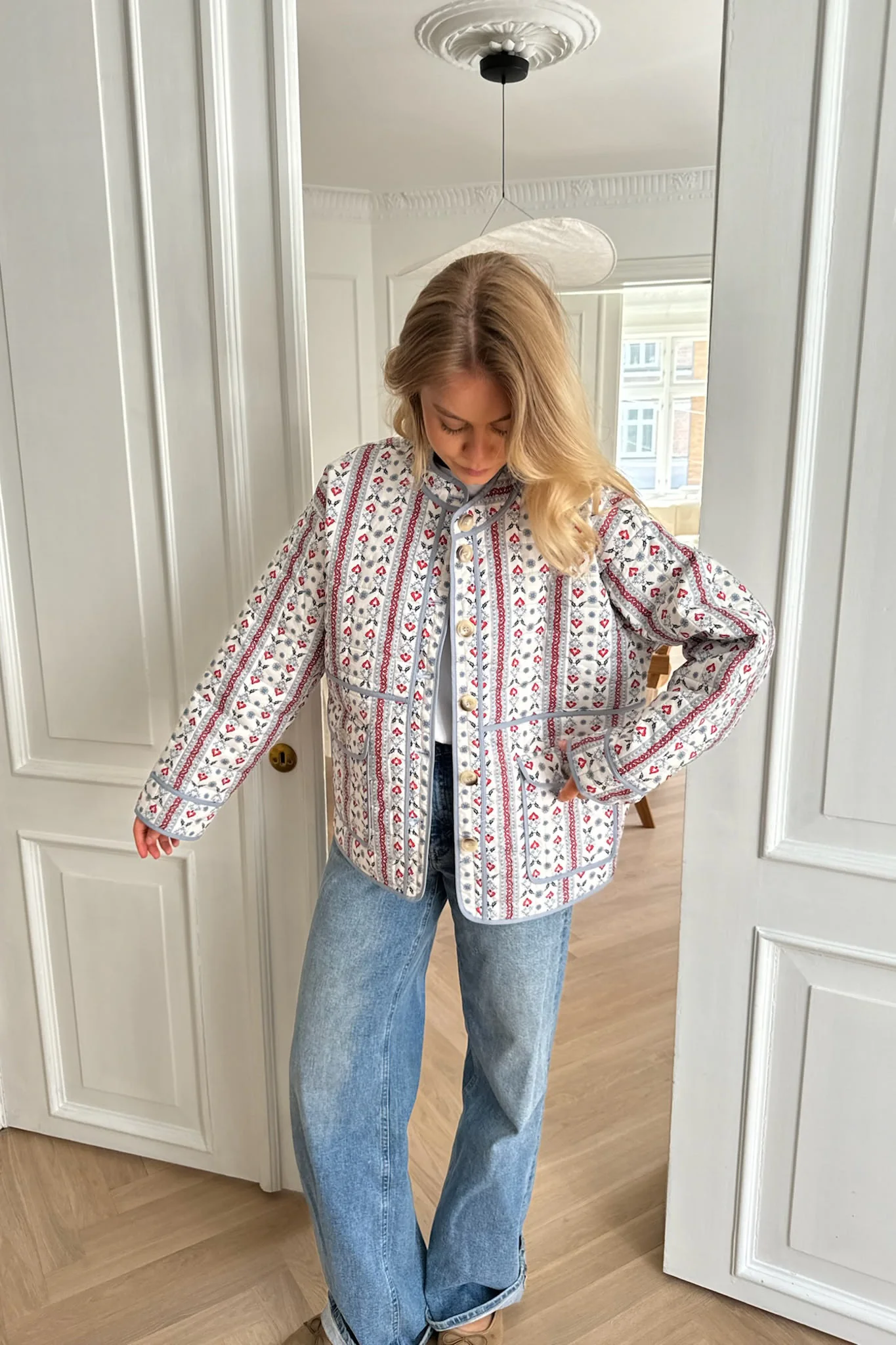 EmmyIC Quilted Jacket - Blue Red Print - Image 9