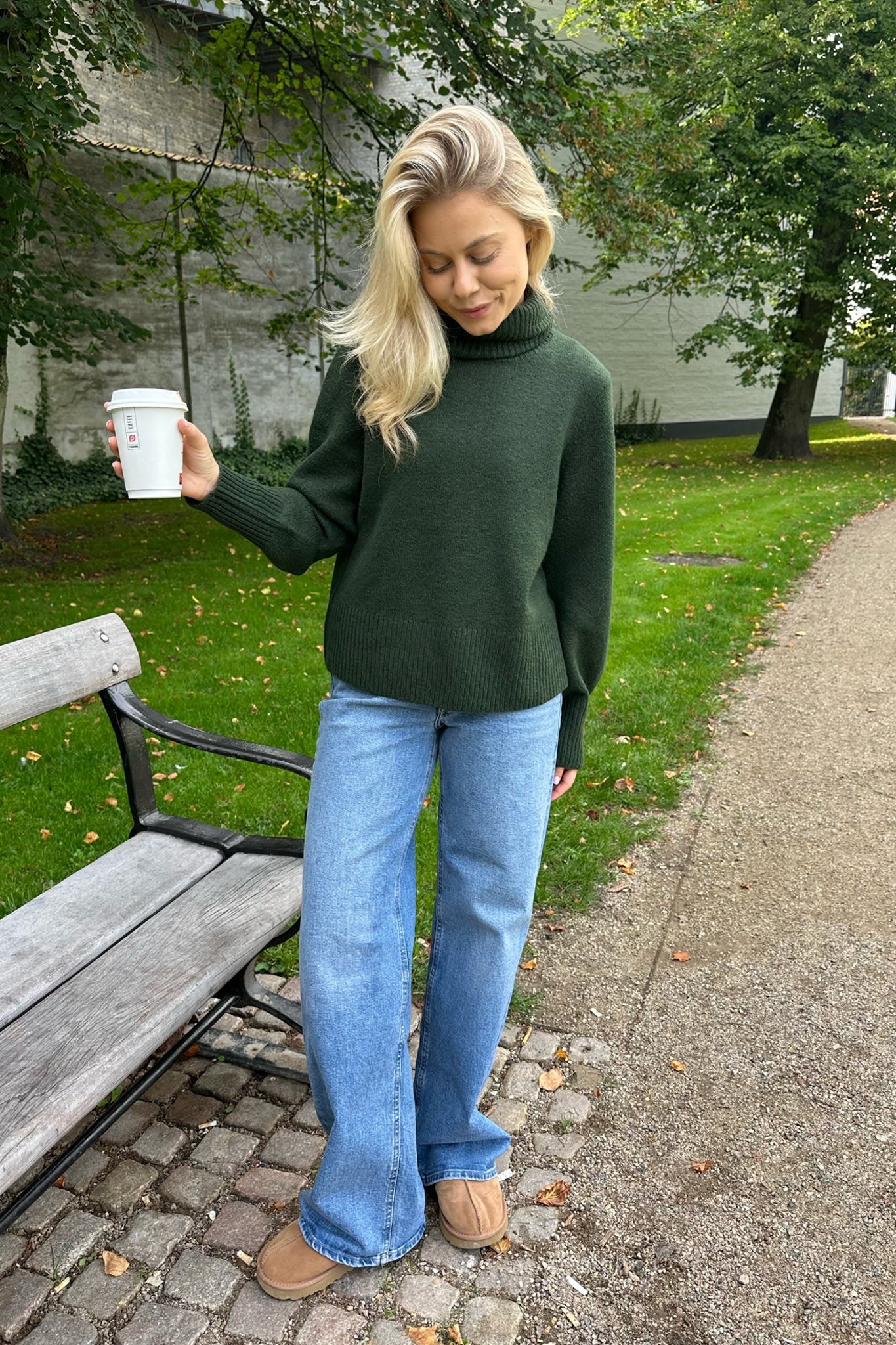 NMFriva LS Roll Neck Knit - Kombu Green - Image 2