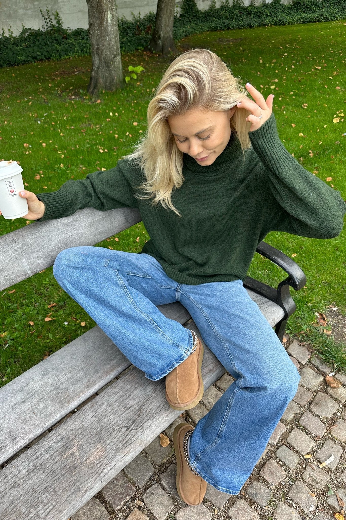NMFriva LS Roll Neck Knit - Kombu Green - Image 3