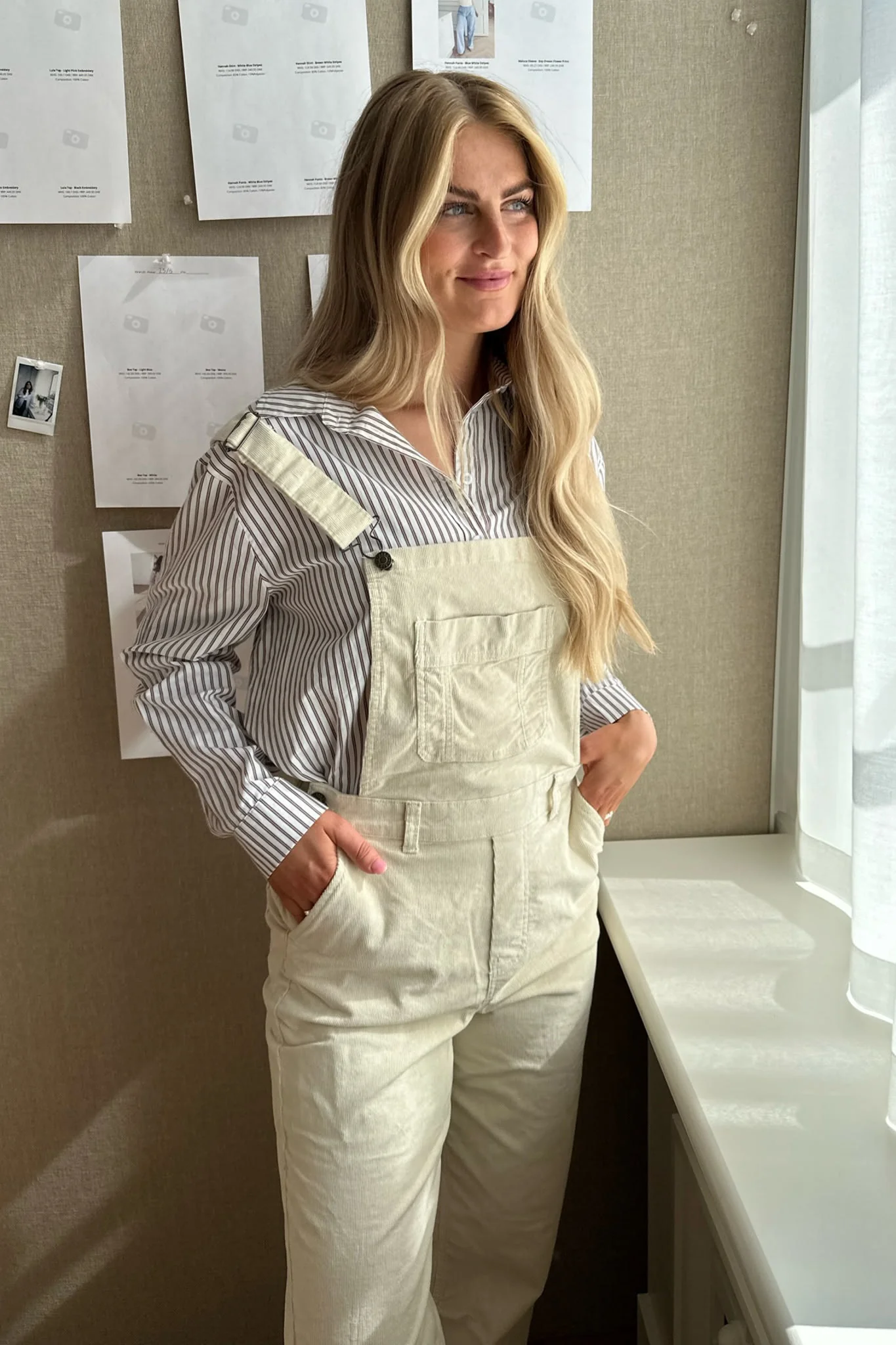 JXGelly Regular Cord Overalls - Bone White - Image 2