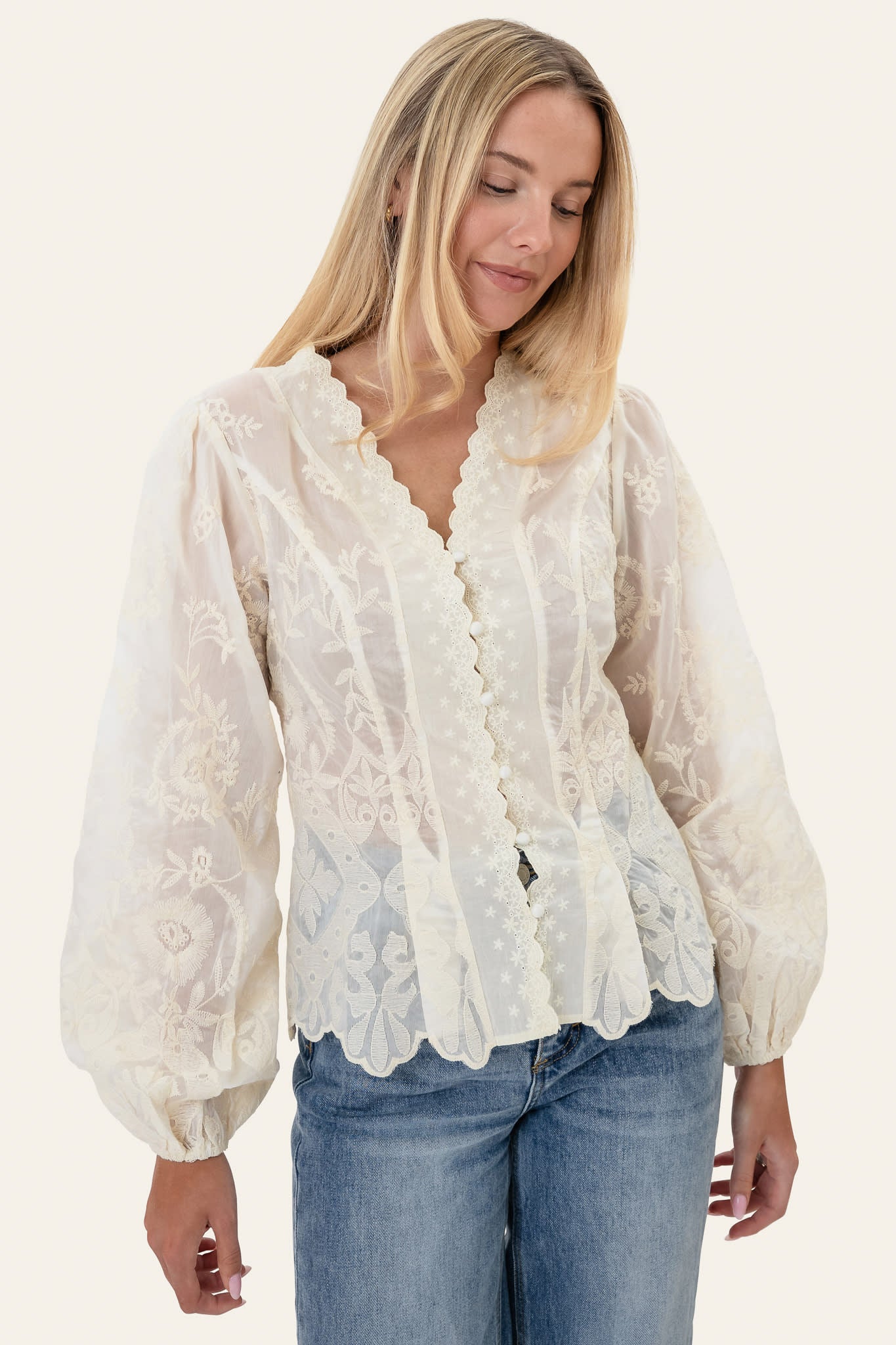 HazelIC Shirt - Vintage Off White Lace