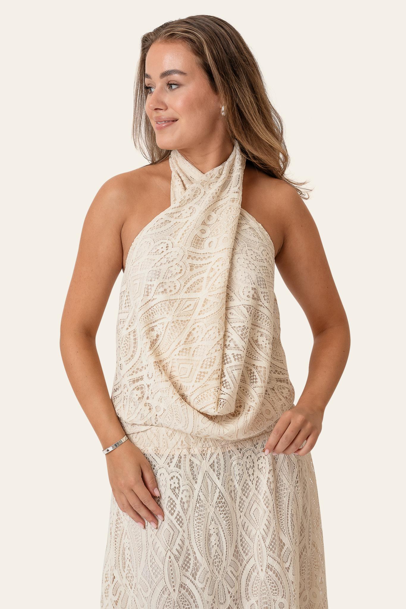 HollyIC Wrap Top - Off White Lace
