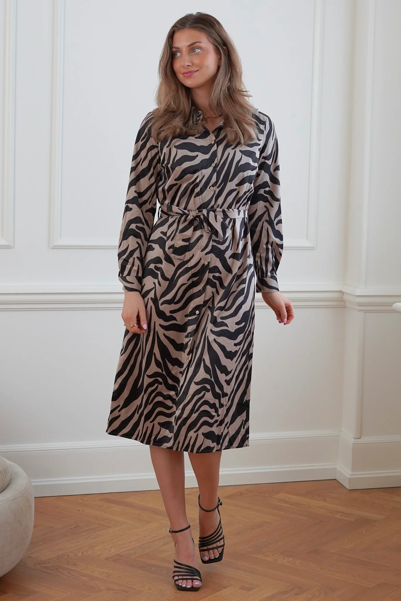 VMIda LS Corduroy Calf Shirt Dress - Silver Mink