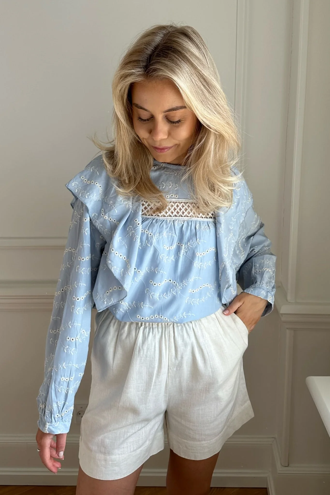 IngridIC Shirt - Blue White Embroidery - Image 4