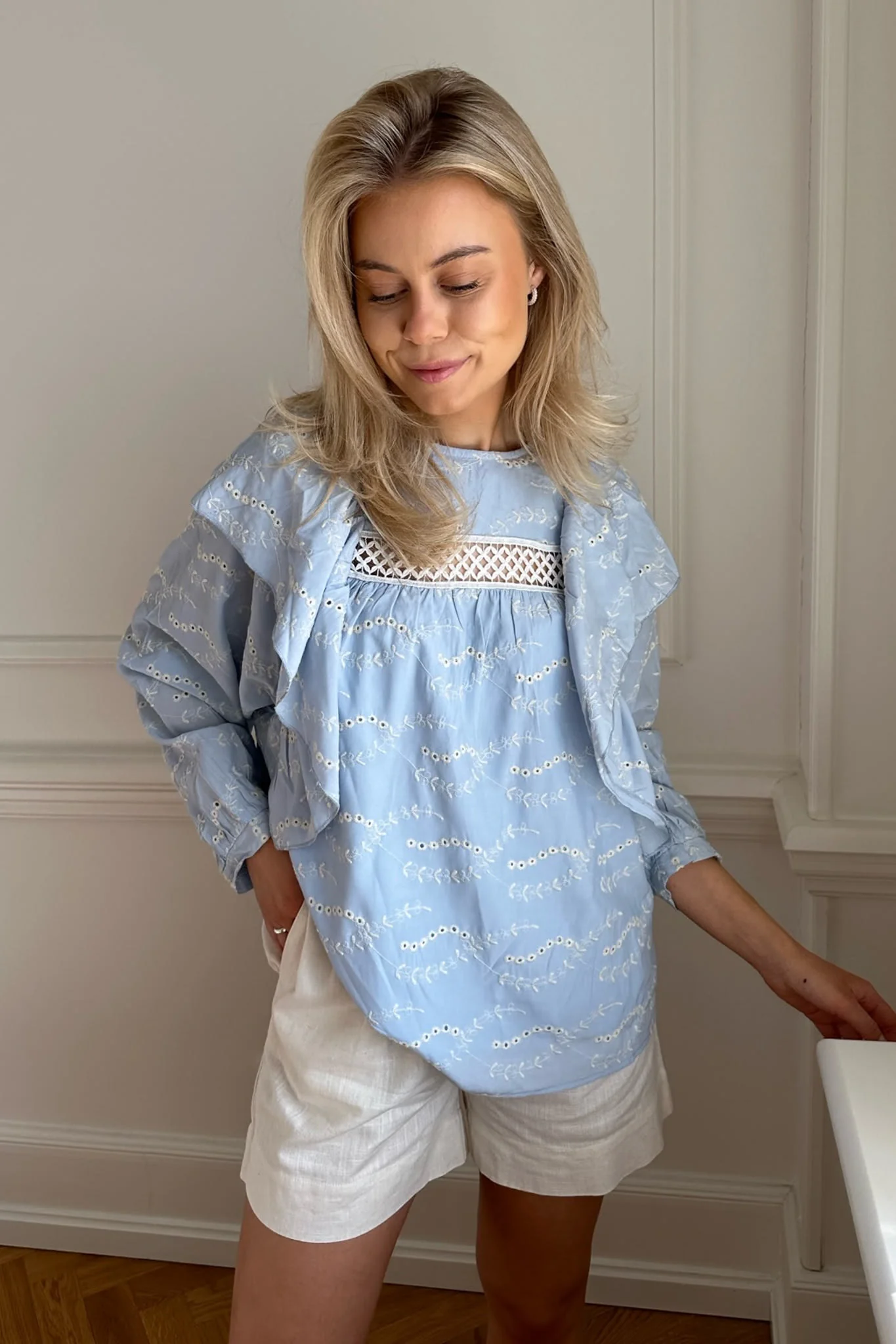 IngridIC Shirt - Blue White Embroidery - Image 6