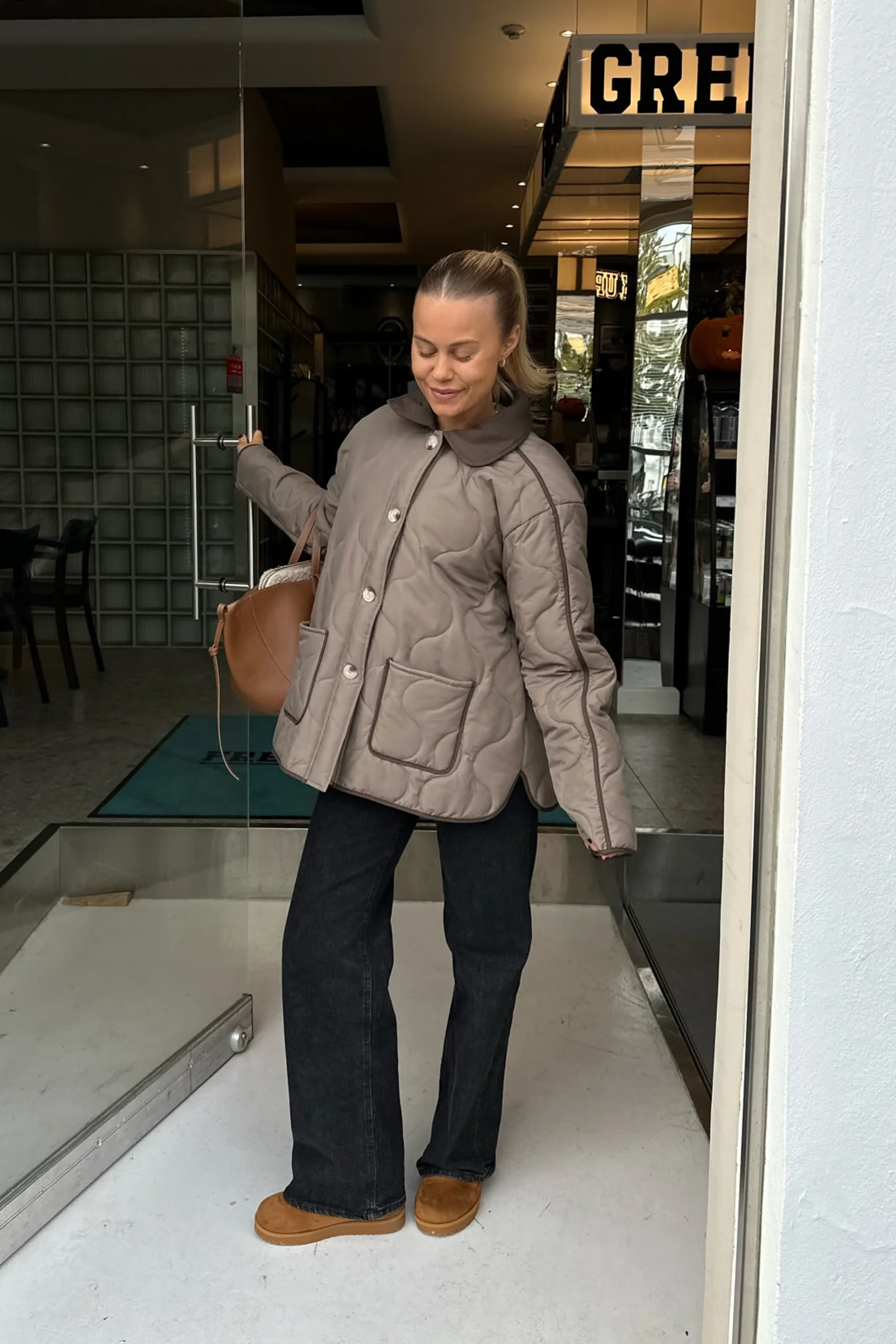 JosieIC Quilted Jacket - Army/Brown