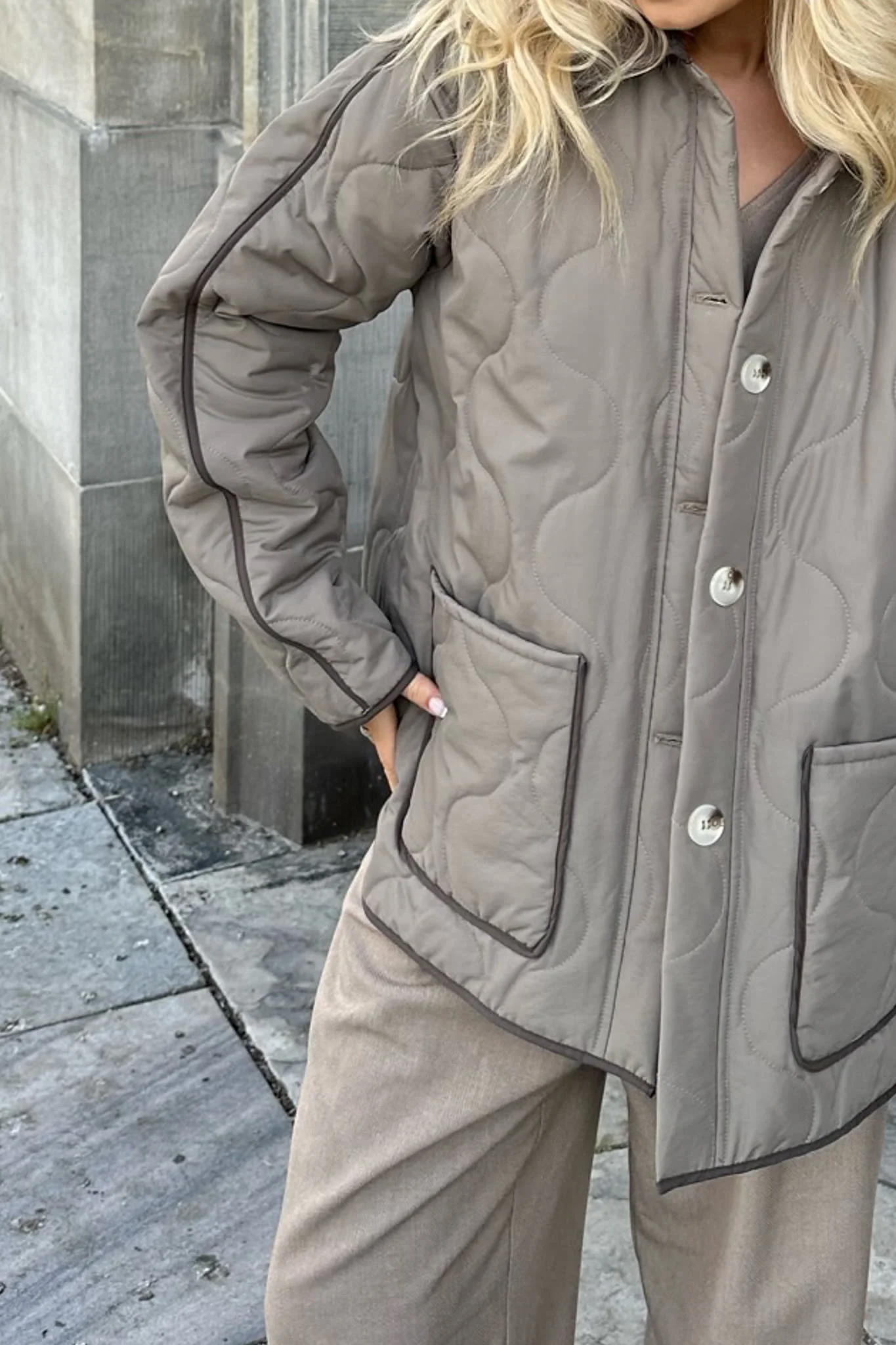JosieIC Quilted Jacket - Army/Brown - Image 10