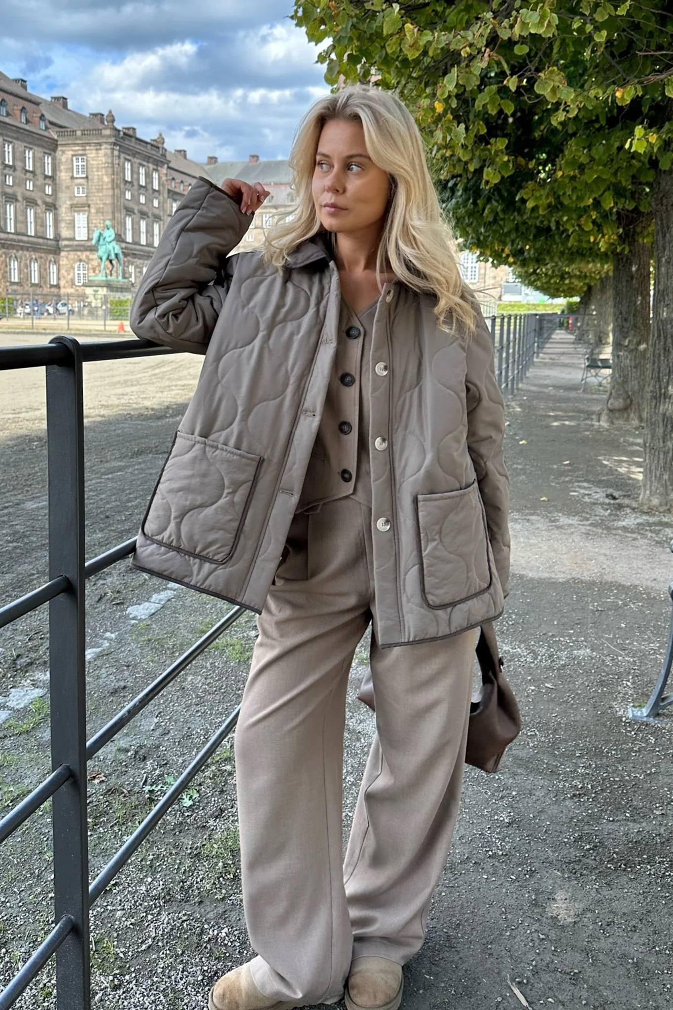 JosieIC Quilted Jacket - Army/Brown - Image 11