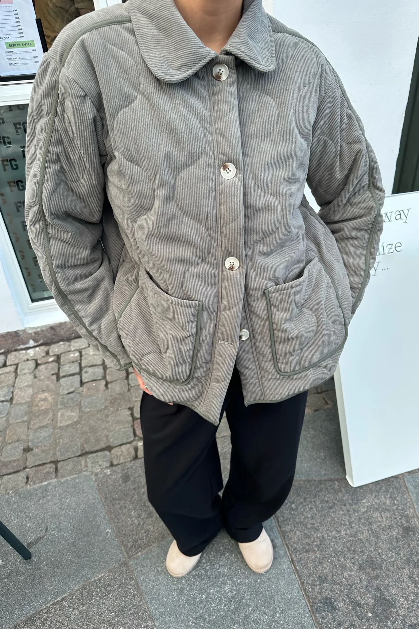 JosieIC Quilted Jacket - Grey Corduroy - Image 8