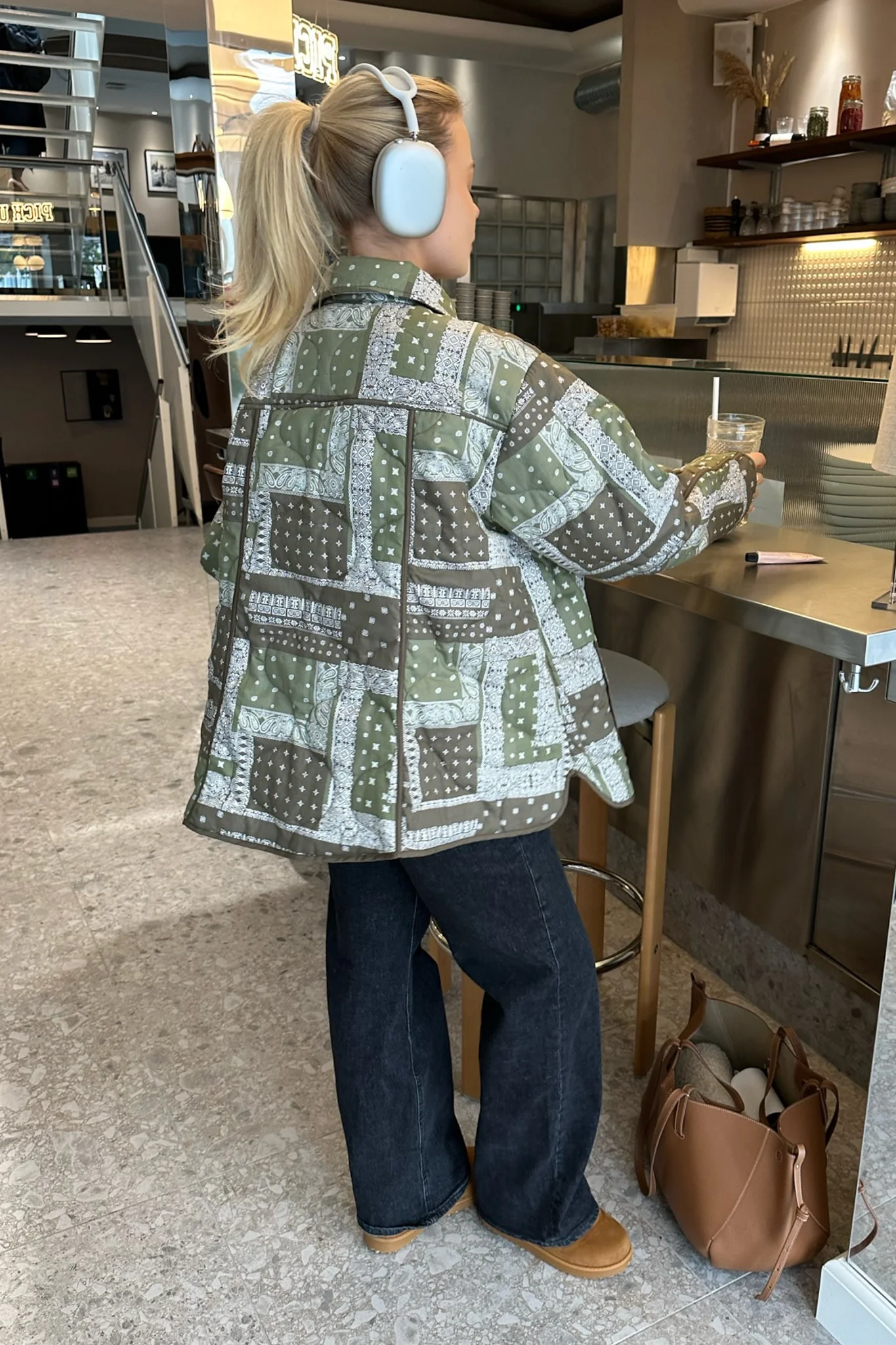 JosieIC Quilted Jacket - Green Graphic - Image 2