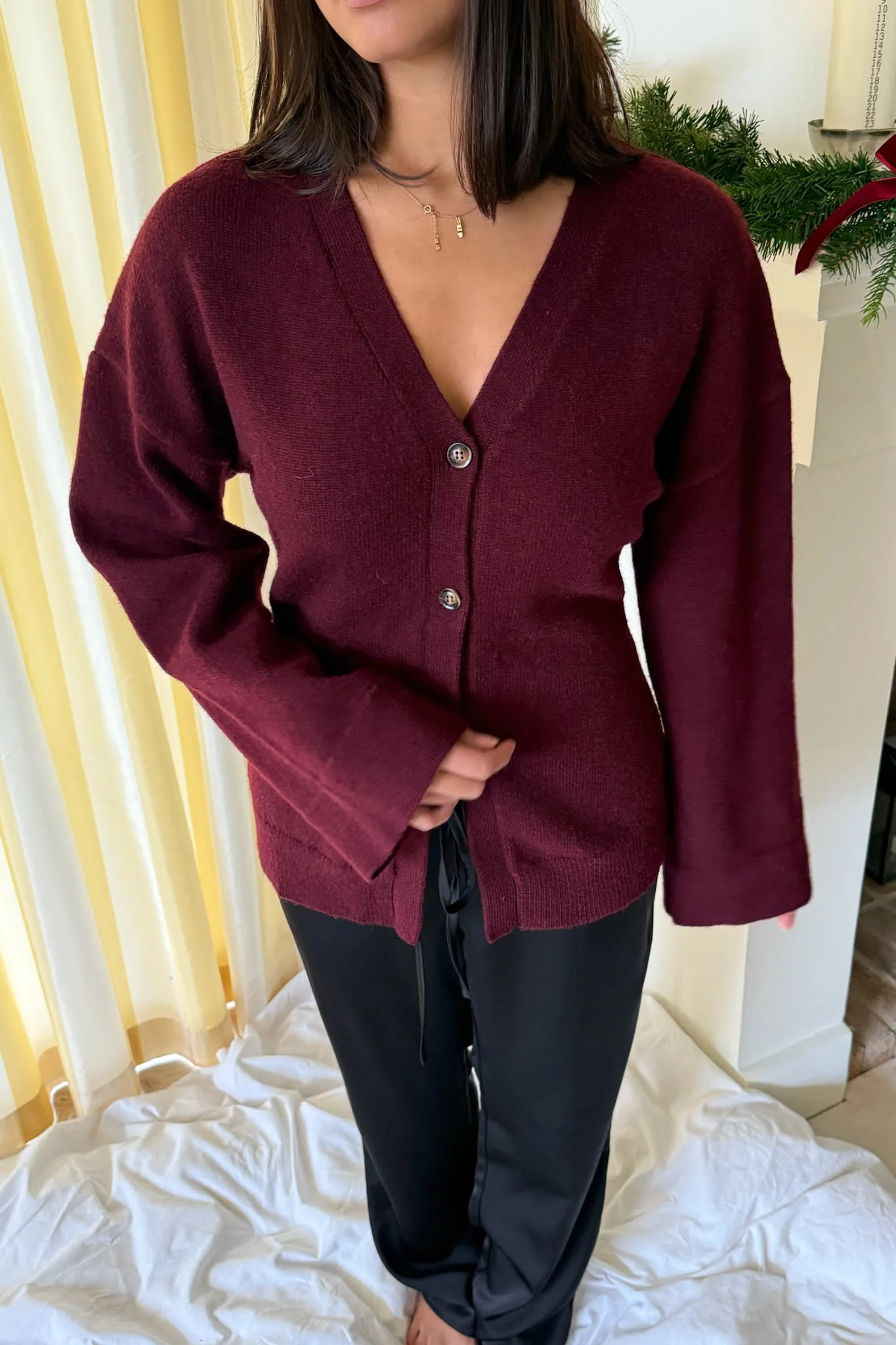 KarmaIC Fitted Cardigan - Bordeaux - Image 10