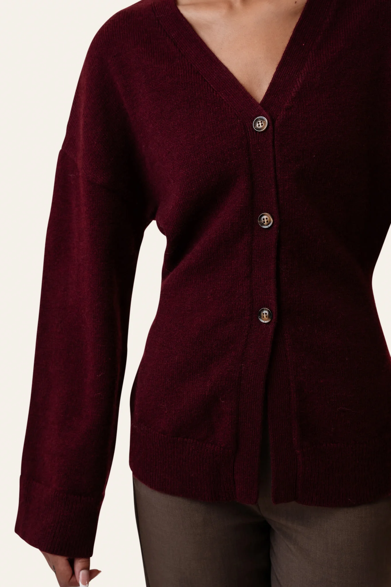 KarmaIC Fitted Cardigan - Bordeaux - Image 4