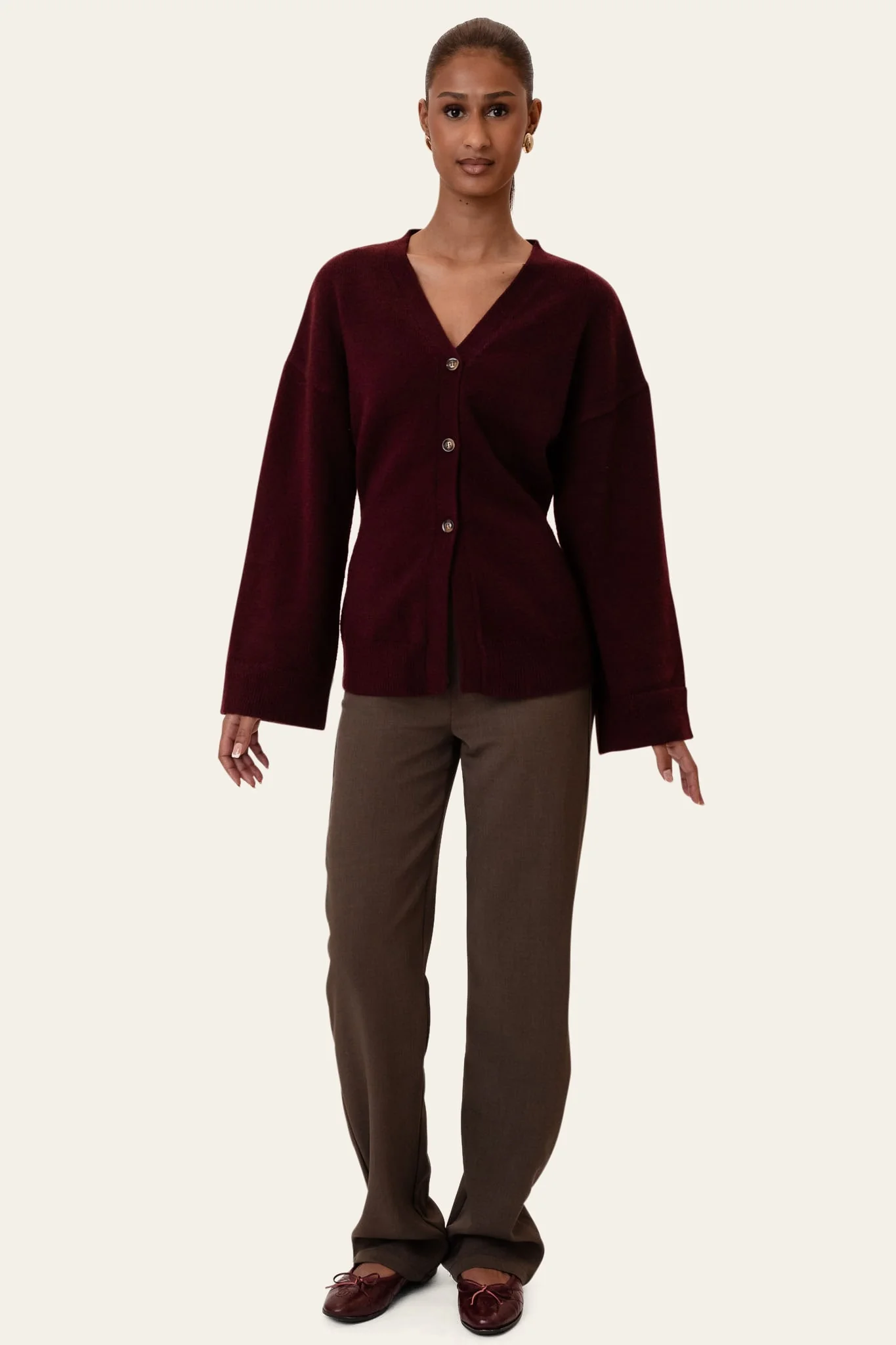 KarmaIC Fitted Cardigan - Bordeaux - Image 5