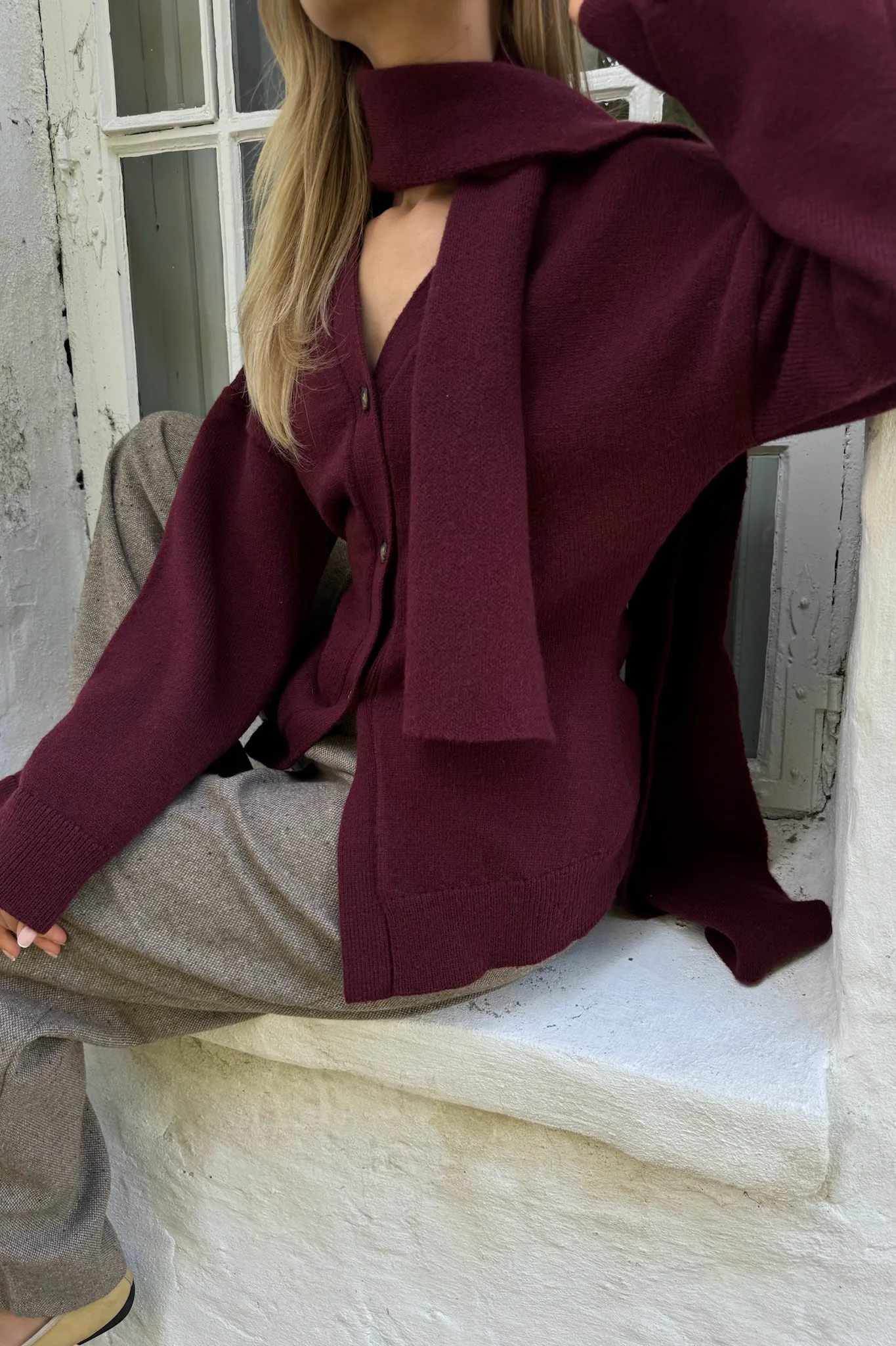 KarmaIC Fitted Cardigan - Bordeaux - Image 9