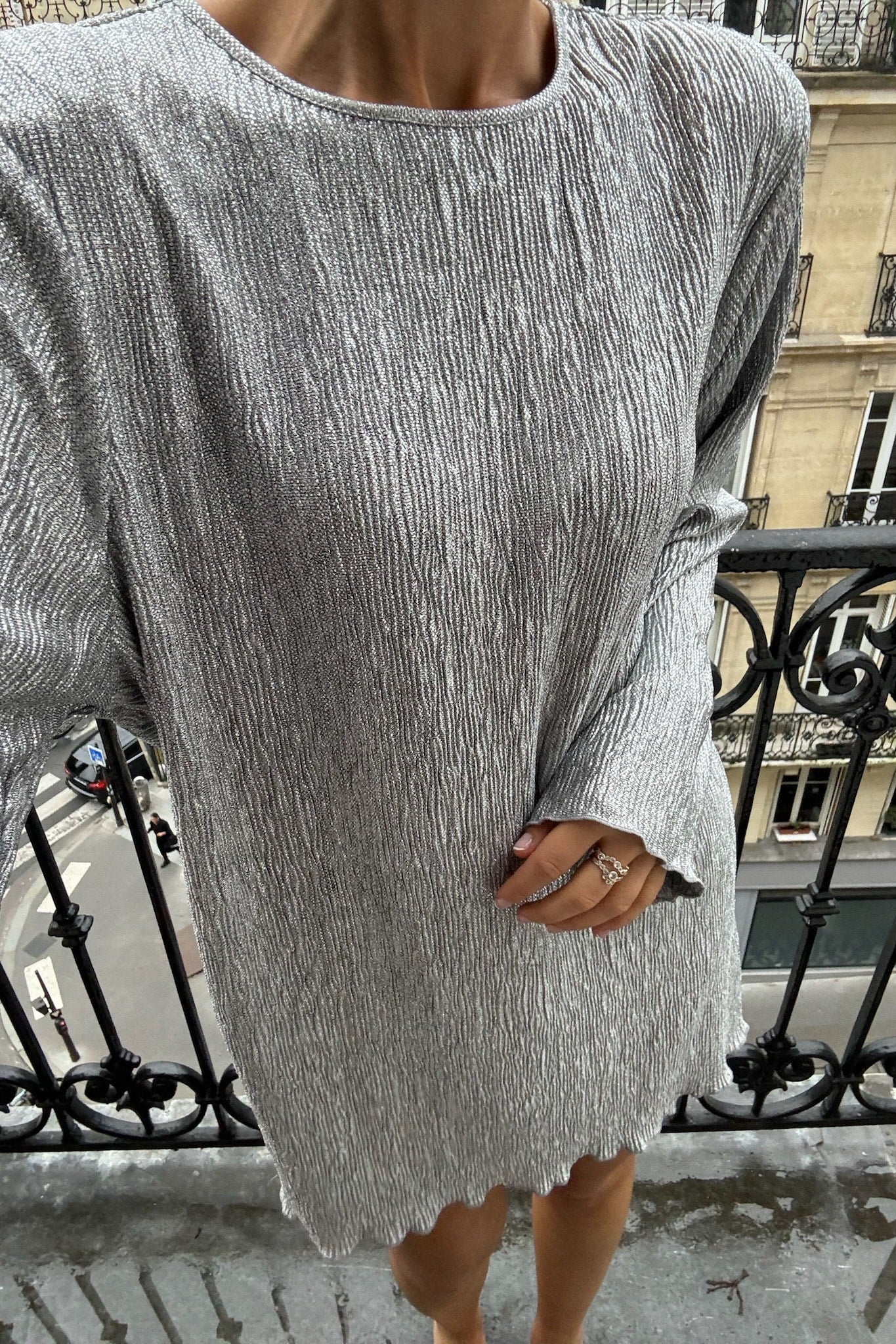 KellyIC Plissé Dress - Silver Glitter