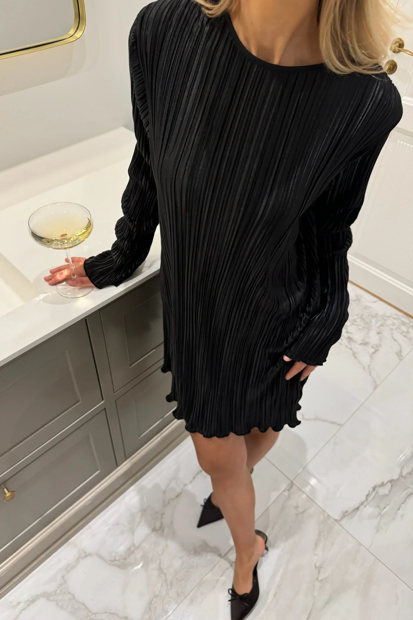 KellyIC Plissé Dress - Black - Image 9