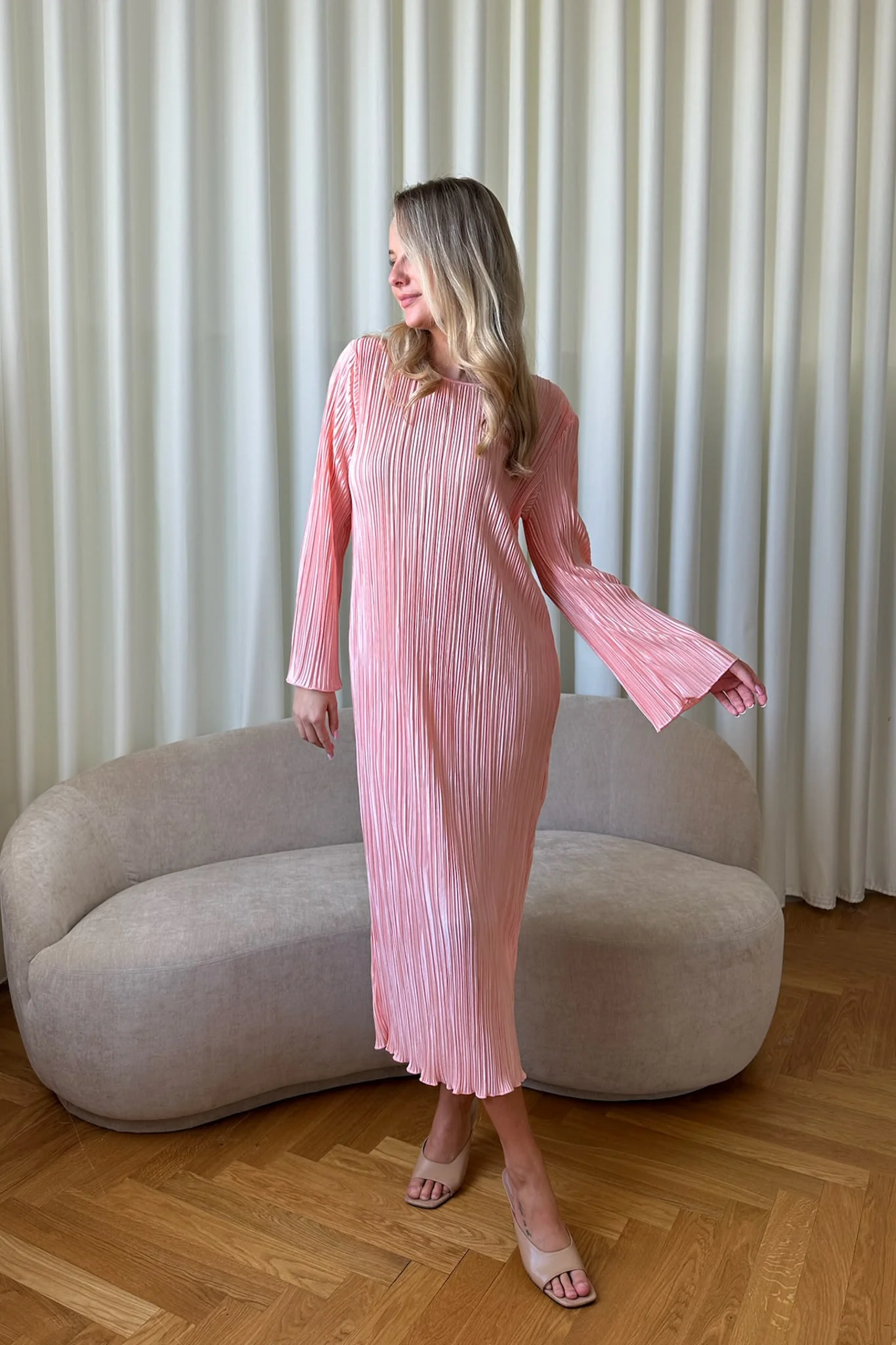 KellyIC Long Plissé Dress - Light Pink - Image 6