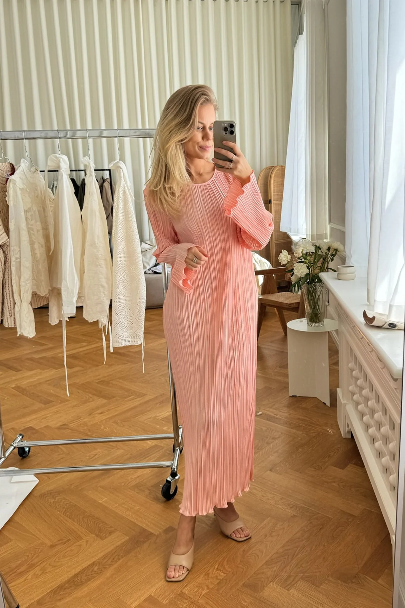 KellyIC Long Plissé Dress - Light Pink - Image 9