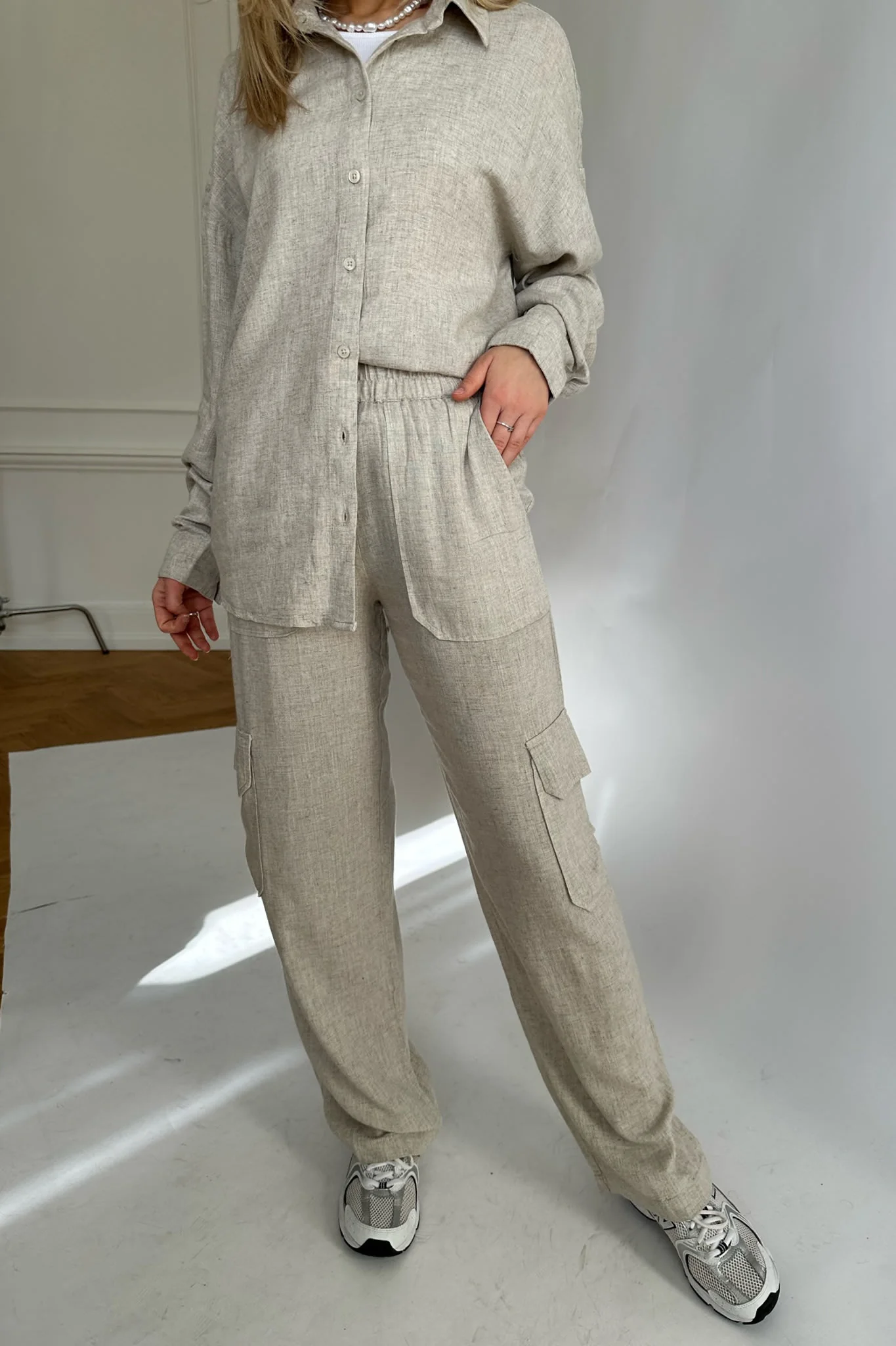 NMLeilani NW Loose Cargo Pants - Naturel - Image 2