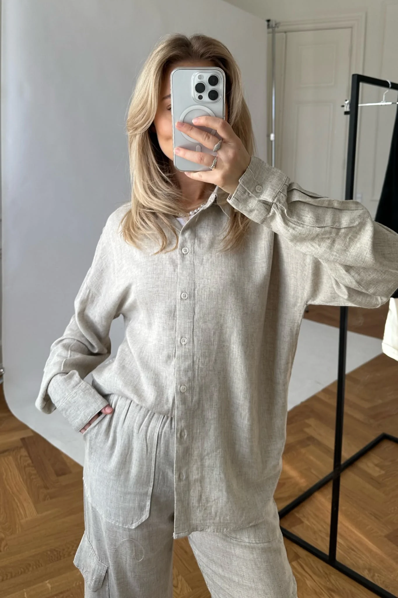 NMLeilani LS Loose Shirt - Naturel