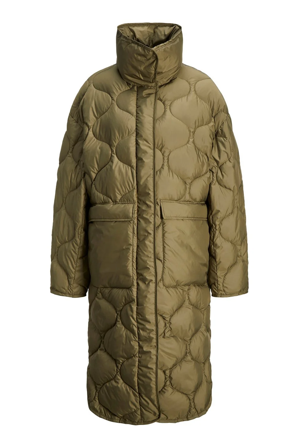 JXLenora Shiny Quilted Coat - Burnt Olive - Image 9