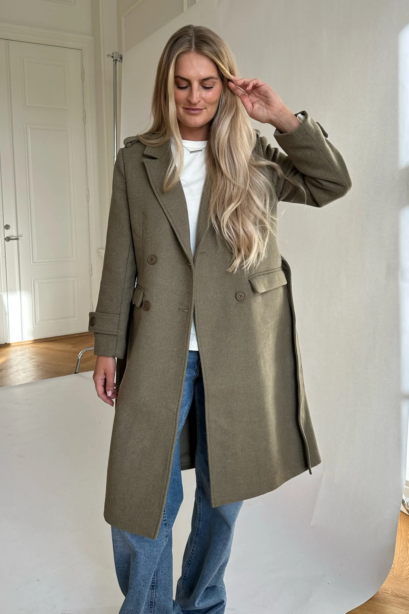 NMLeony LS Wool Long Coat - Capers