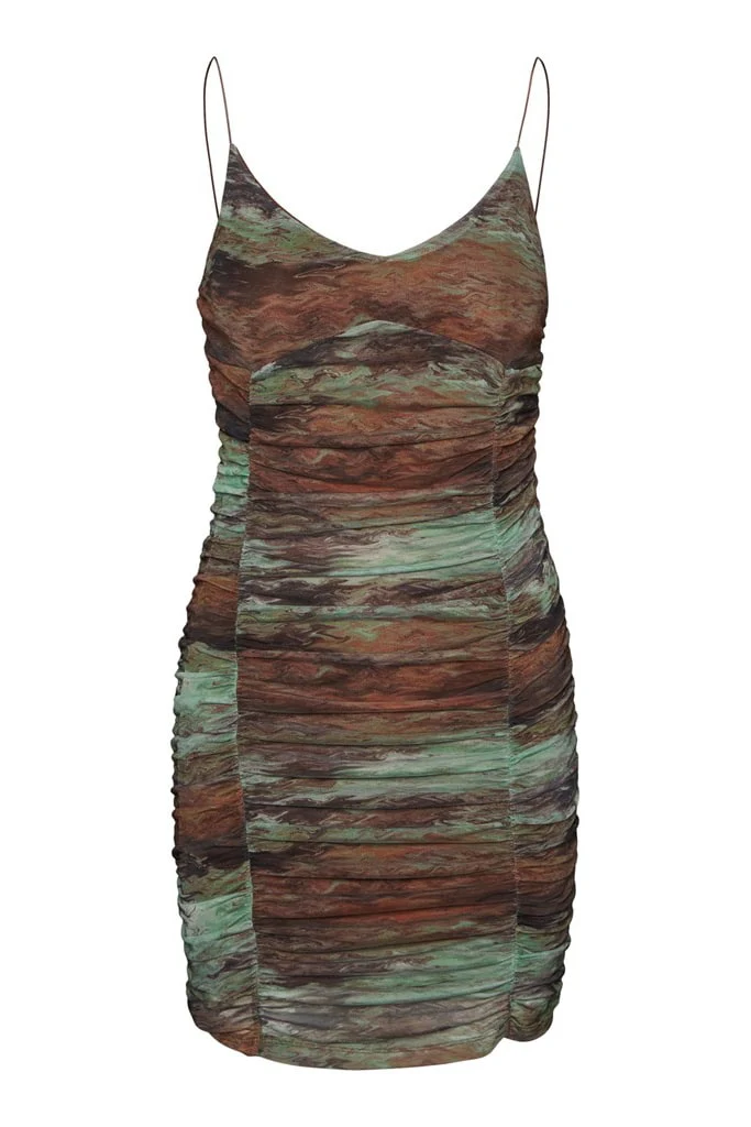 NMLesley LS Rouching Dress - Pinecone - Image 5