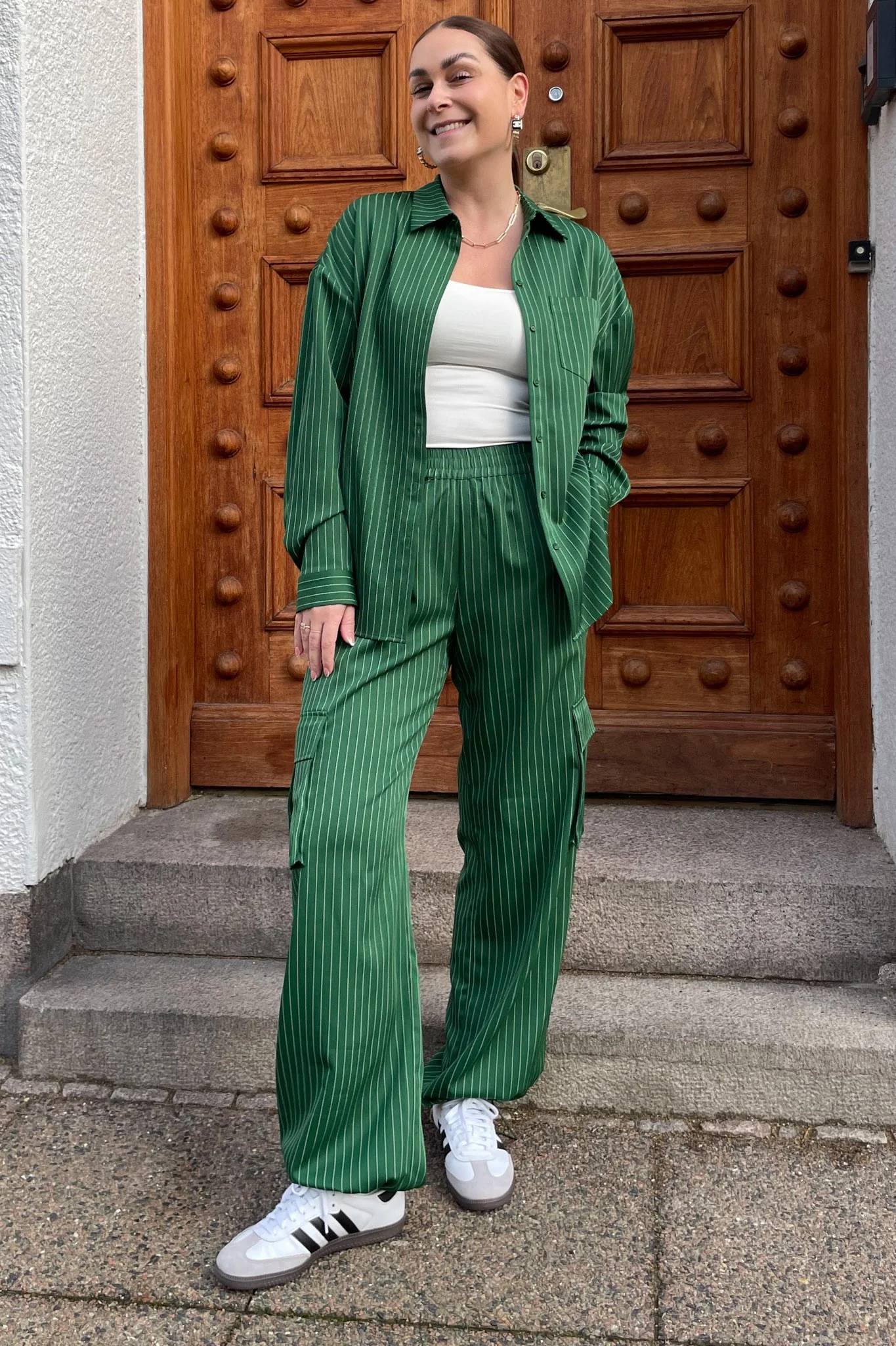 LivaIC Cargo Pants - Dark Green Pinstripe