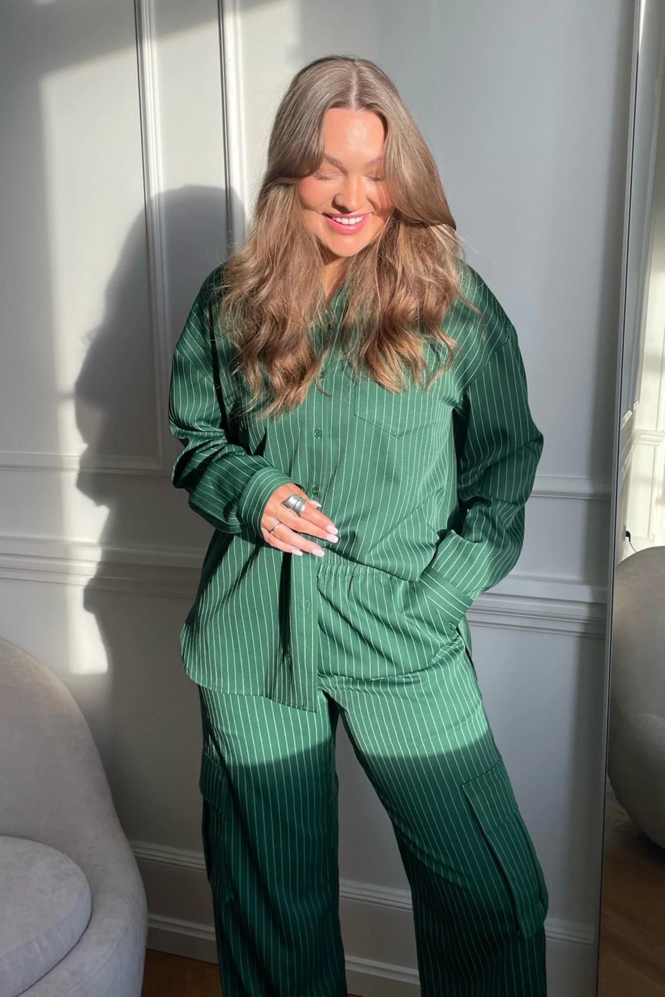 LivaIC Shirt - Dark Green Pinstripe - Image 5