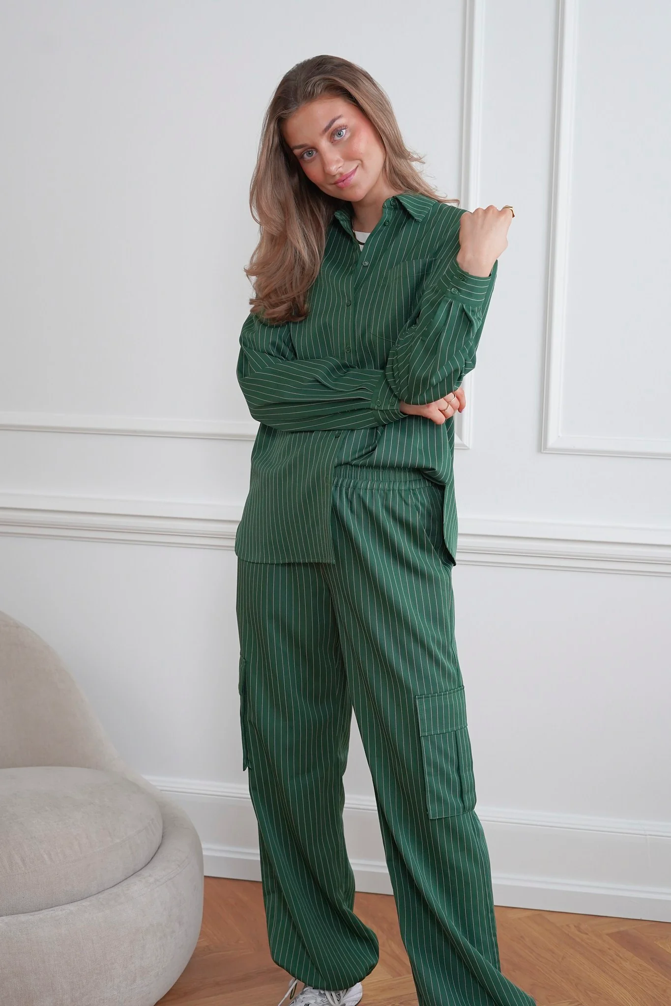 LivaIC Shirt - Dark Green Pinstripe - Image 6