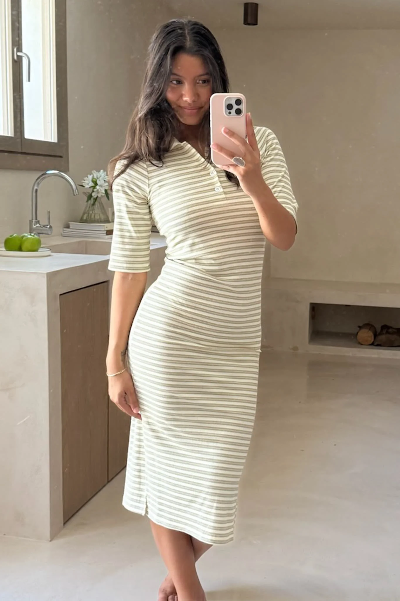 LivaIC Long Polo Dress - Yellow Stripes - Image 3