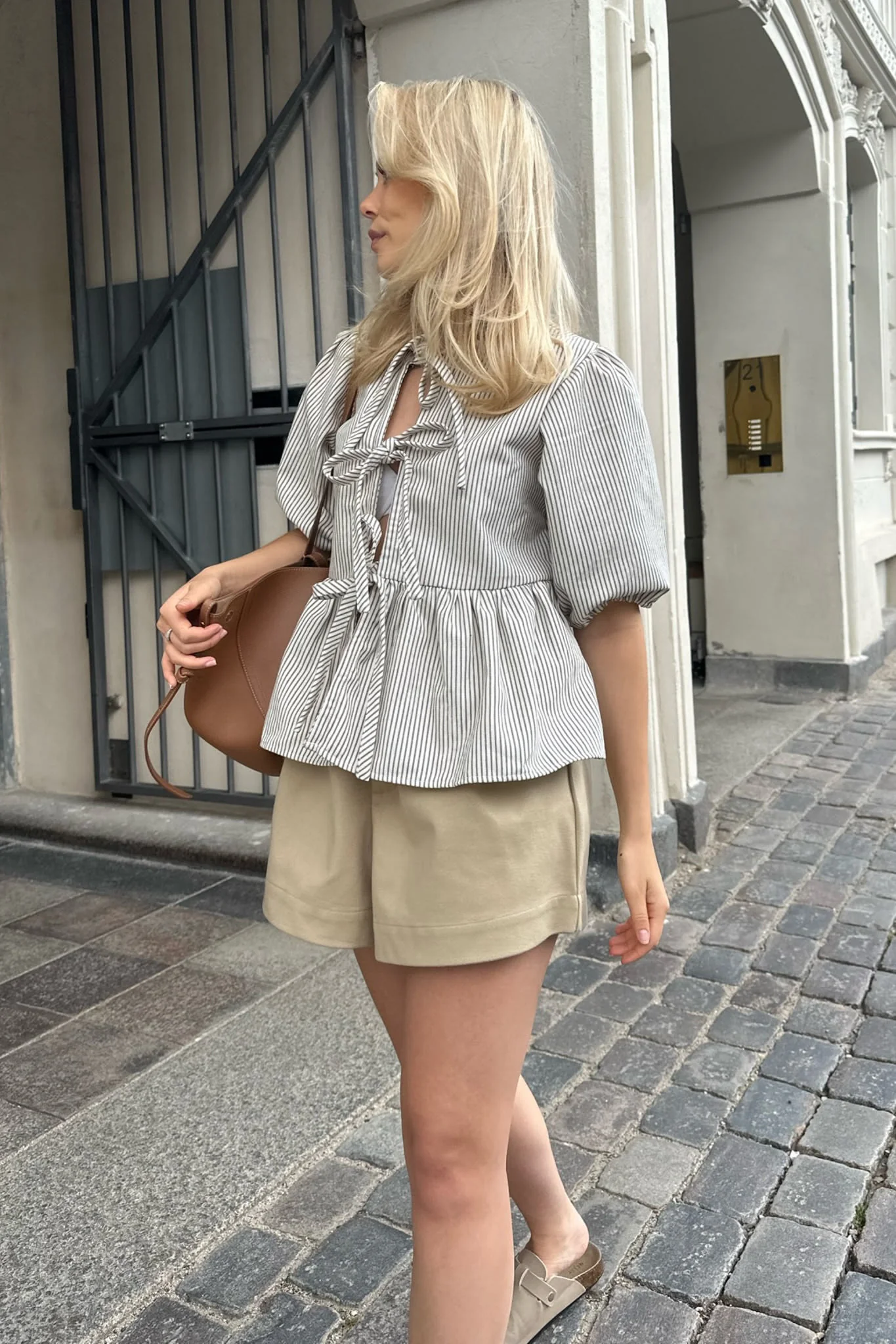 LulaIC Top - Dark Beige Woven Stripe - Image 3