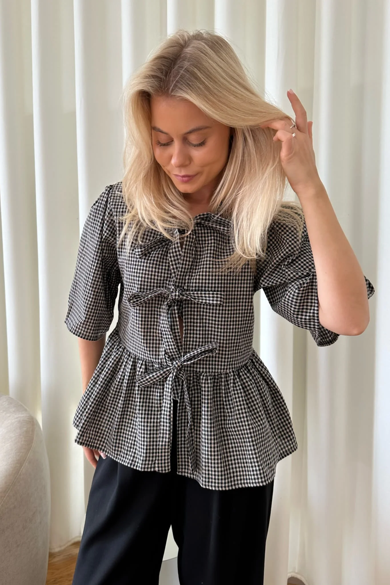 LulaIC Top - Beige/Black Checks