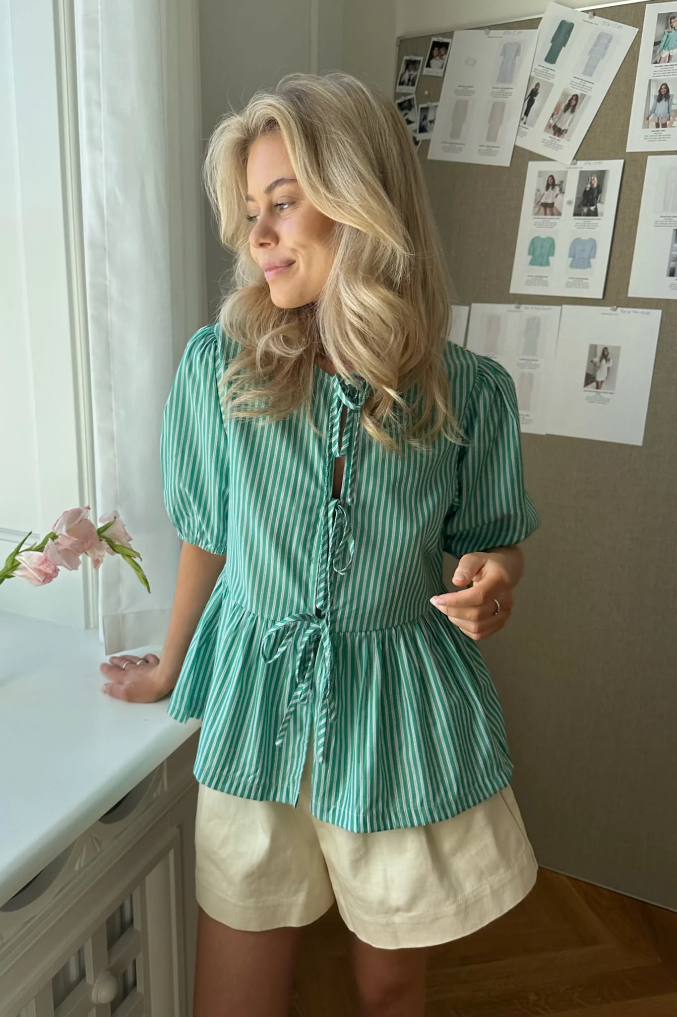 LulaIC Top - Green White Stripes