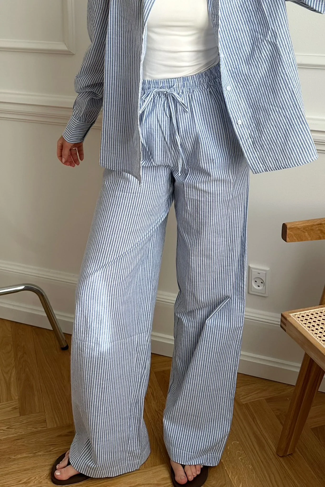 PCMalula HW Wide Pants - Bright White Blue