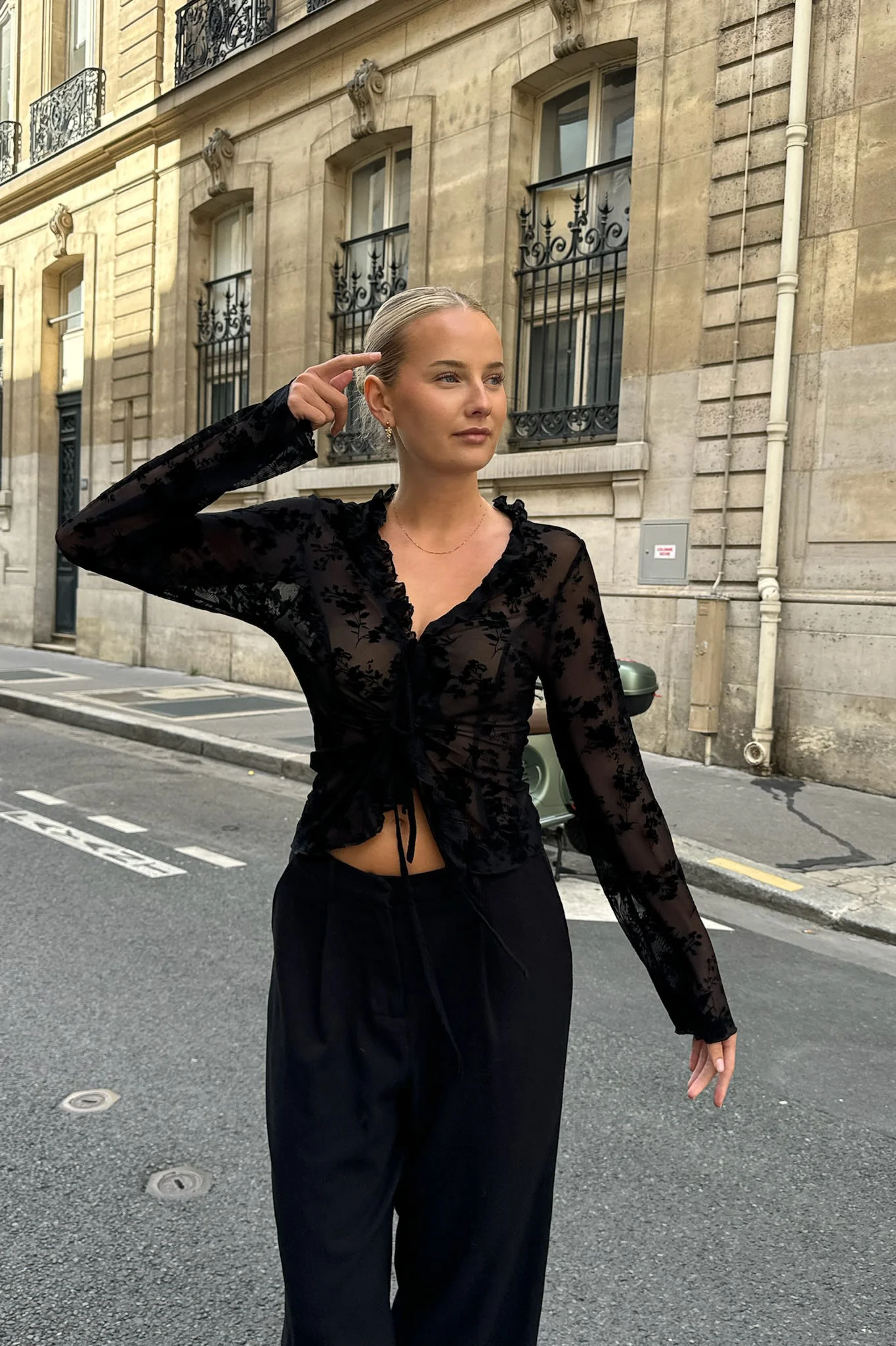 MarlyIC Mesh Top - Black Flower Print
