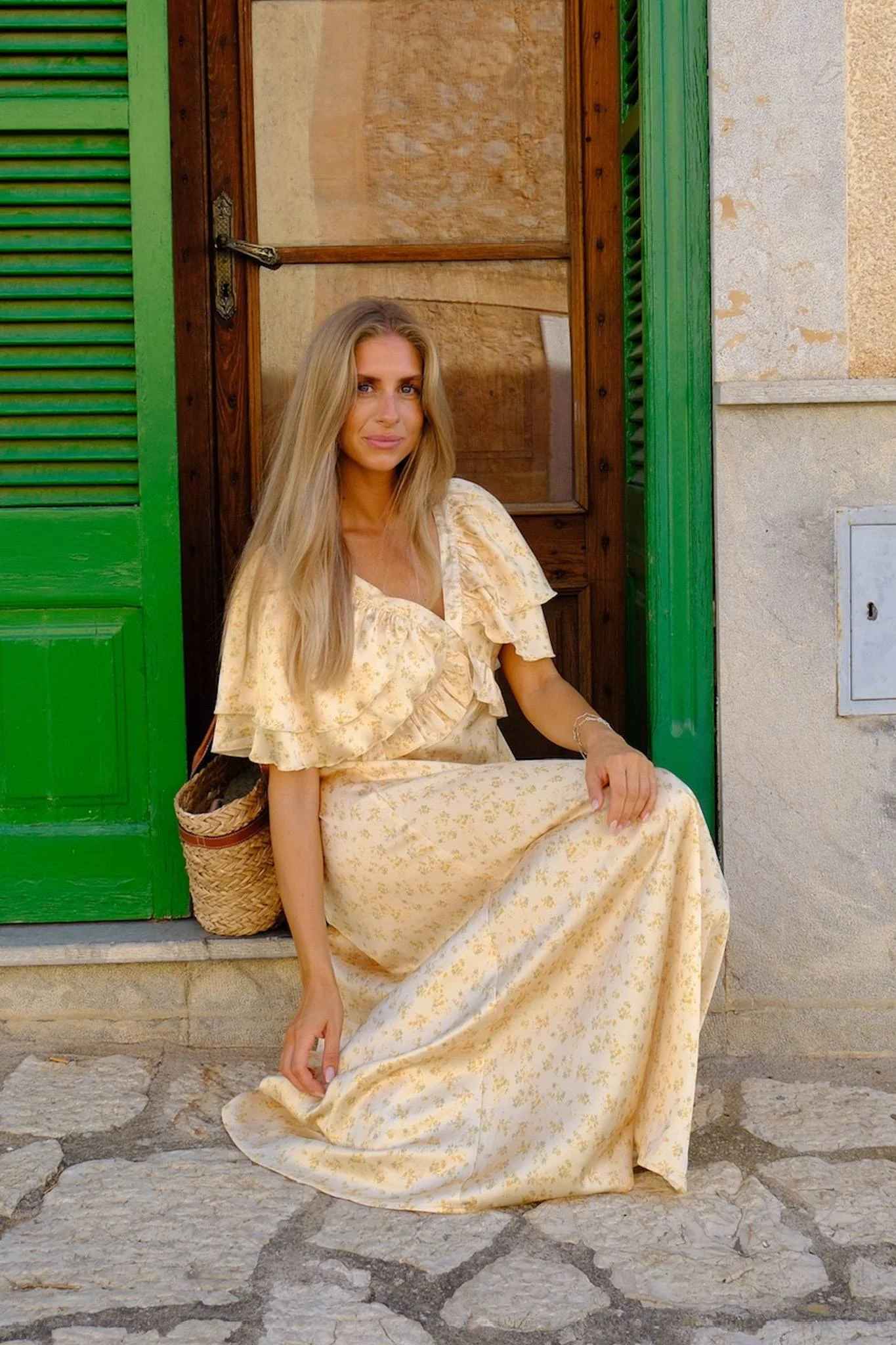 MarthaIC Maxi Dress - Yellow Flower Print