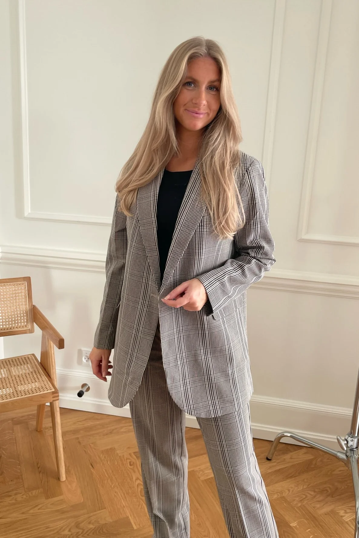 JXMary Regular HW Pant - Oatmeal Check - Image 4