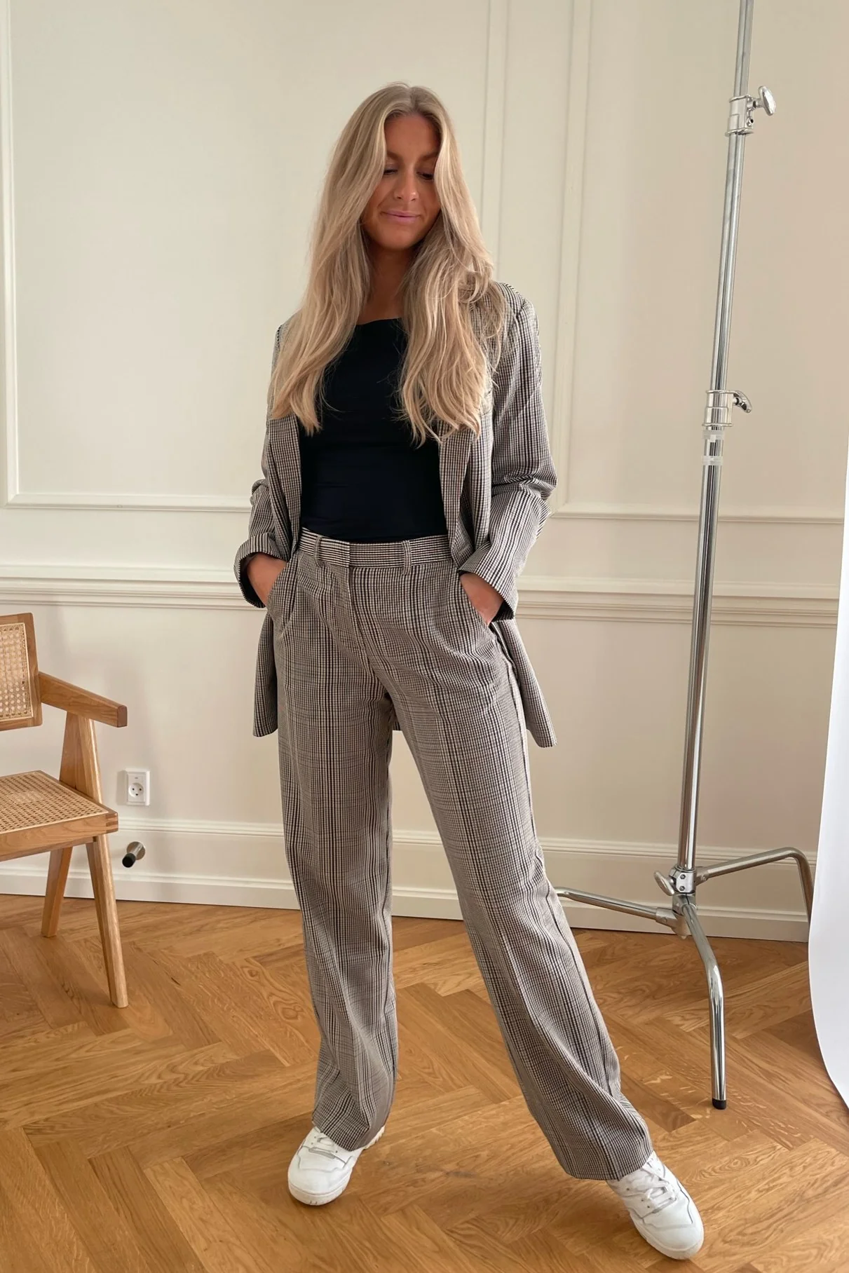 JXMary Regular HW Pant - Oatmeal Check - Image 7