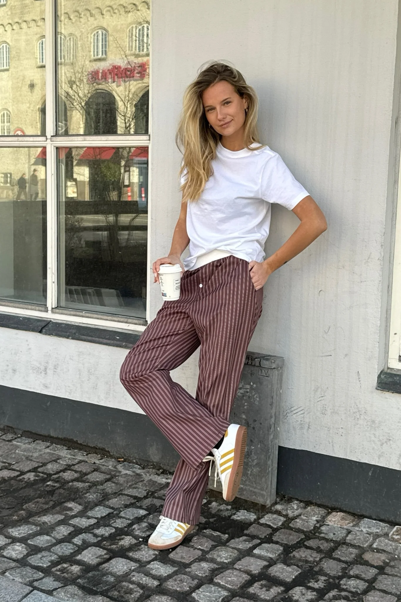 MayaIC Pants - Dark Brown White Stripes