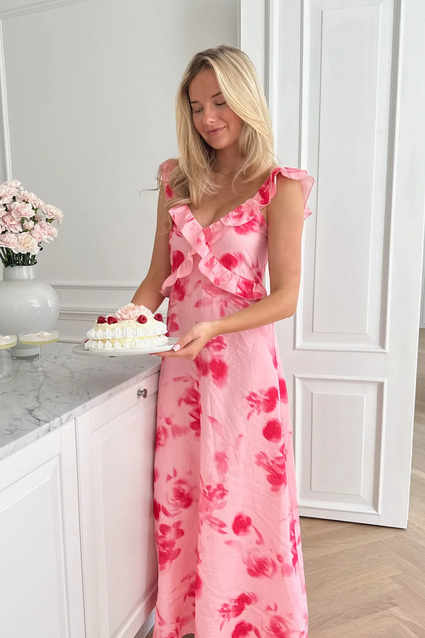 MelbaIC Dress - Abstract Pink Flower Print - Image 3
