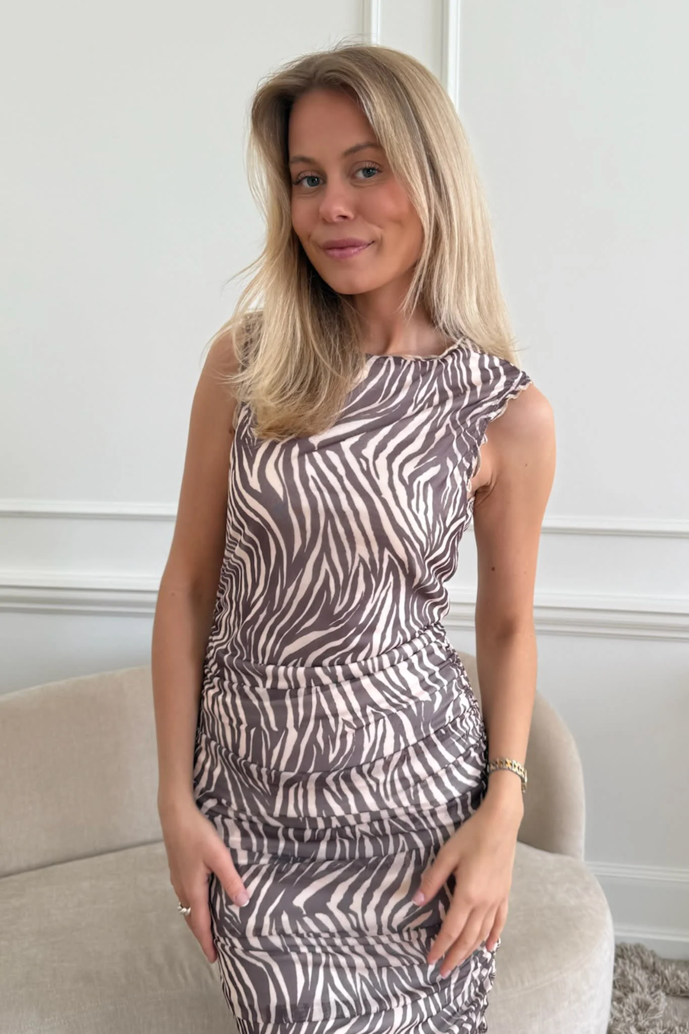 MiraIC Mesh Dress - Brown Zebra - Image 4