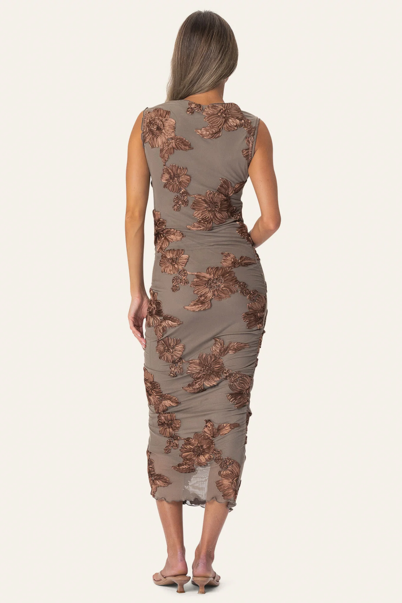 MiraIC Mesh Dress - Mocca Flower - Image 4