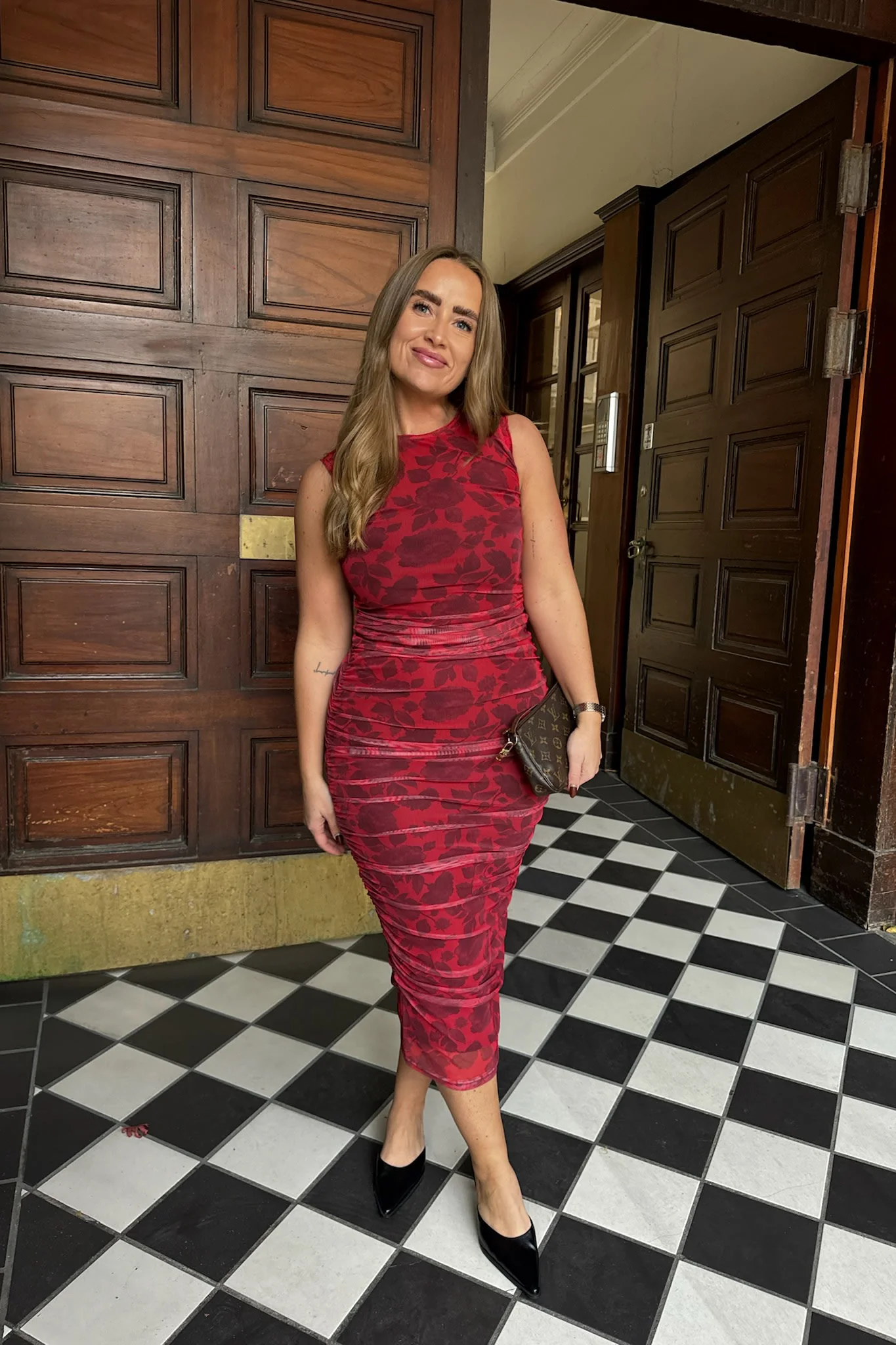 MiraIC Mesh Dress - Red Flower Print - Image 3