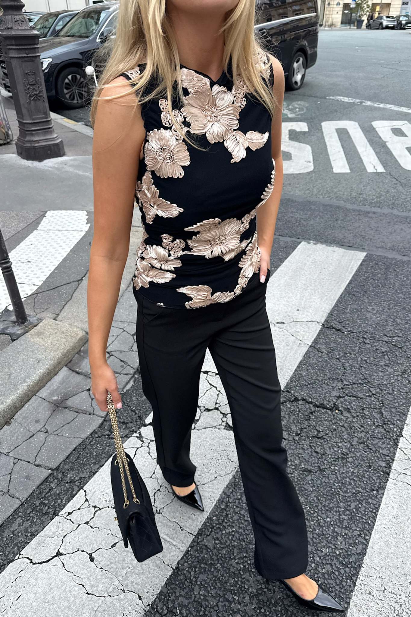 MiraIC Mesh Top - Black Beige Flower - Image 5